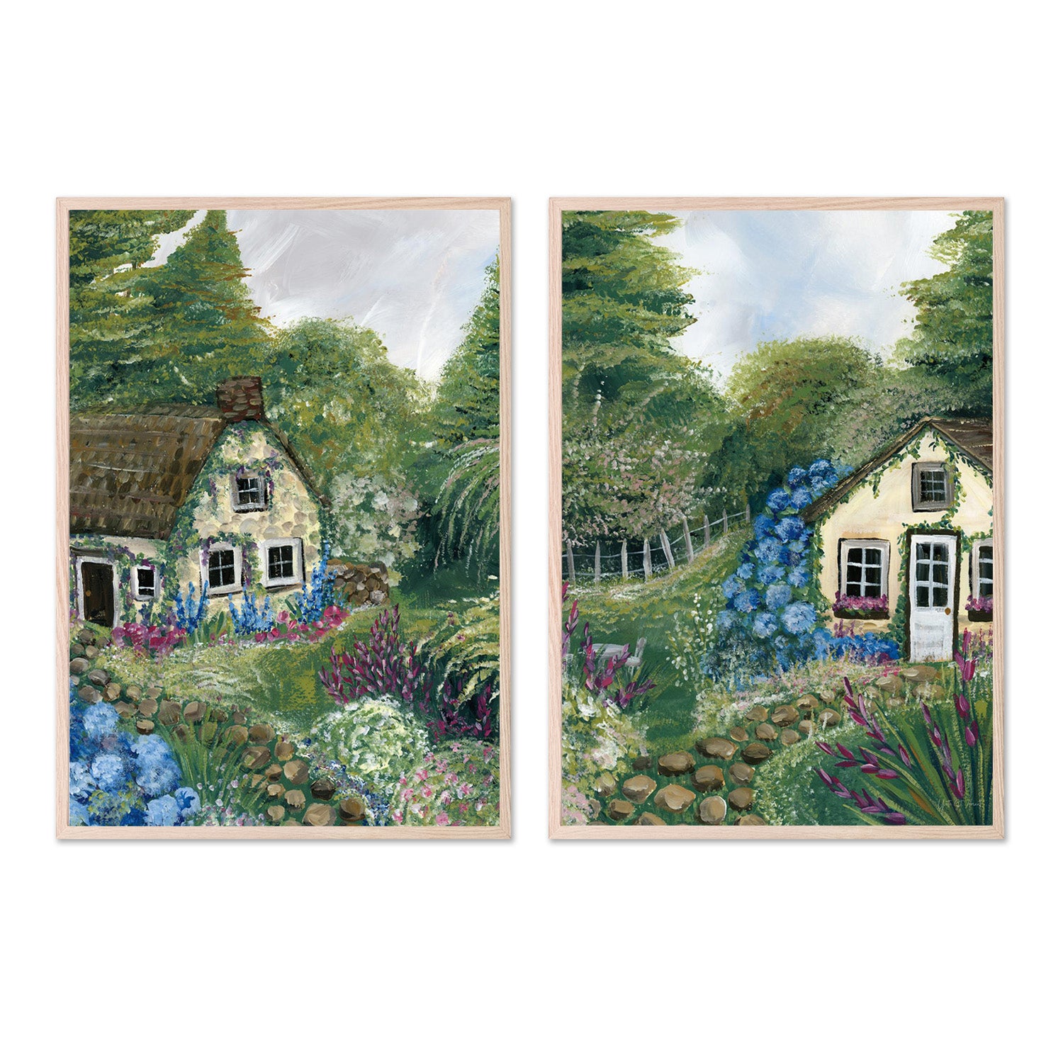 wall-art-print-canvas-poster-framed-Country Cottage, Style C & D, Set Of 2-6