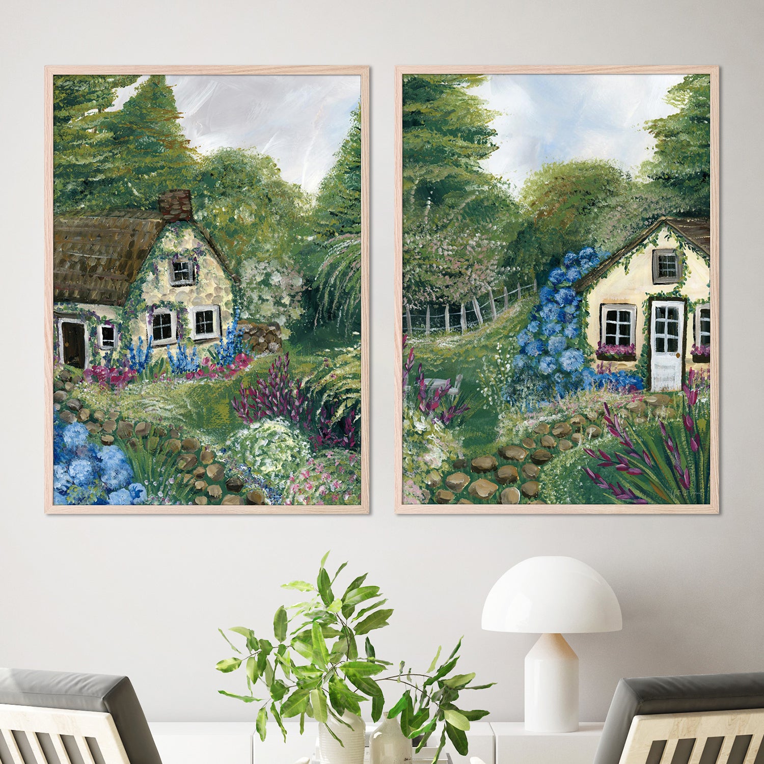 wall-art-print-canvas-poster-framed-Country Cottage, Style C & D, Set Of 2-7
