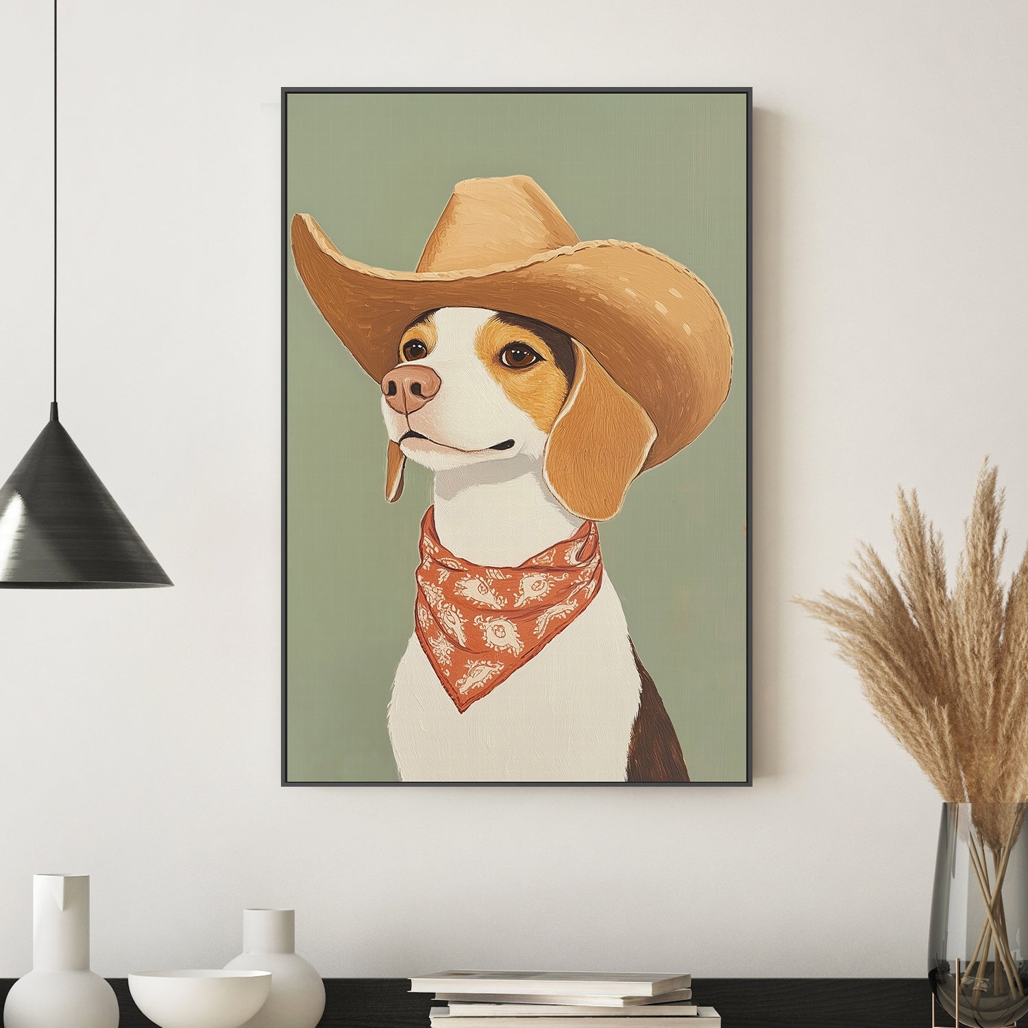wall-art-print-canvas-poster-framed-Cowboy Beagle Dog , By Melloi Art-2