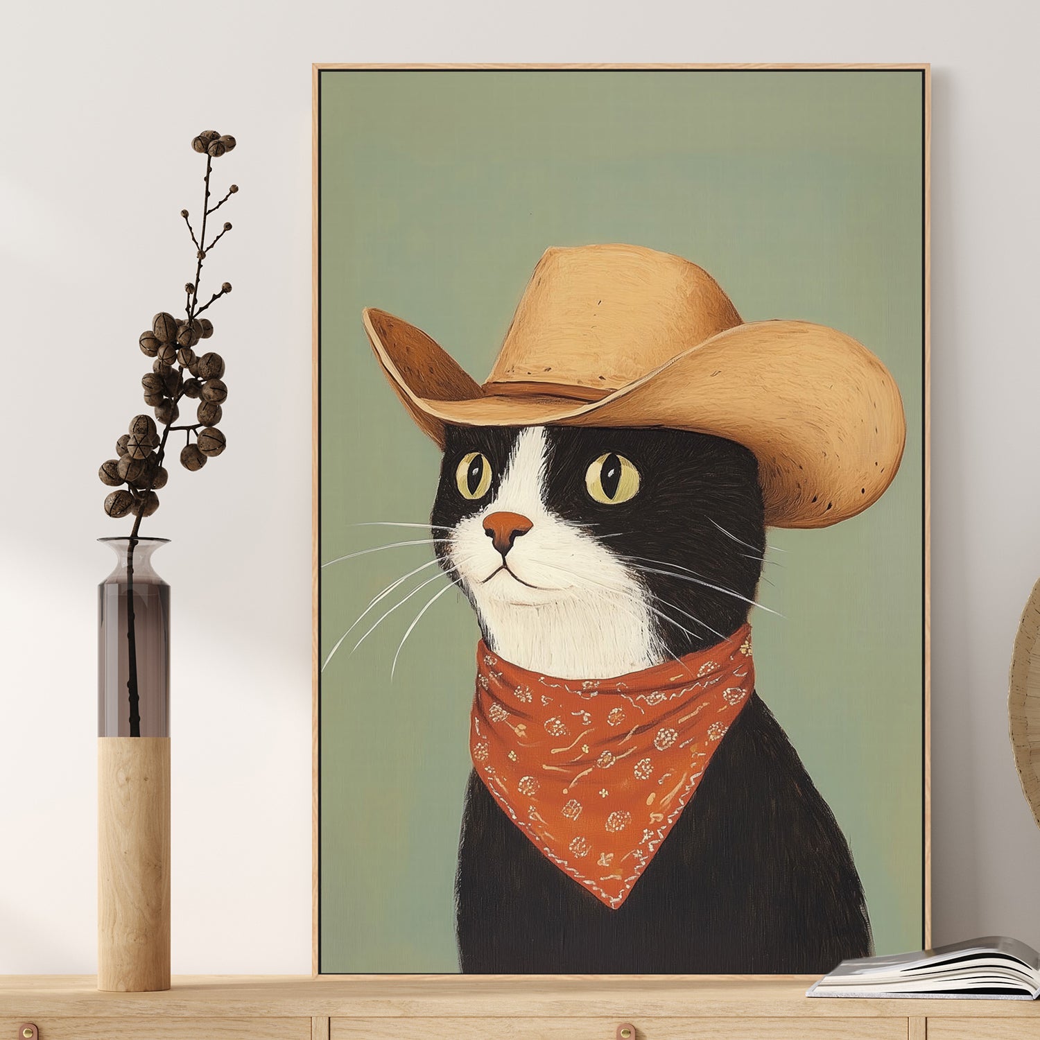 wall-art-print-canvas-poster-framed-Cowboy Black Cat , By Melloi Art-2