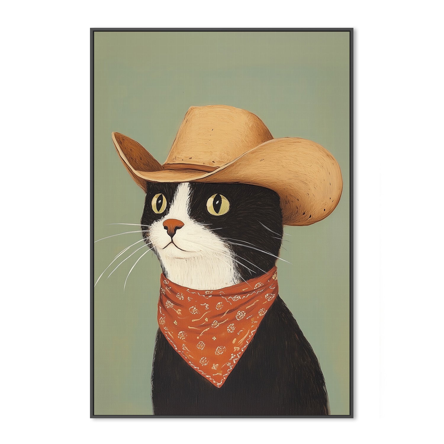 wall-art-print-canvas-poster-framed-Cowboy Black Cat , By Melloi Art-3