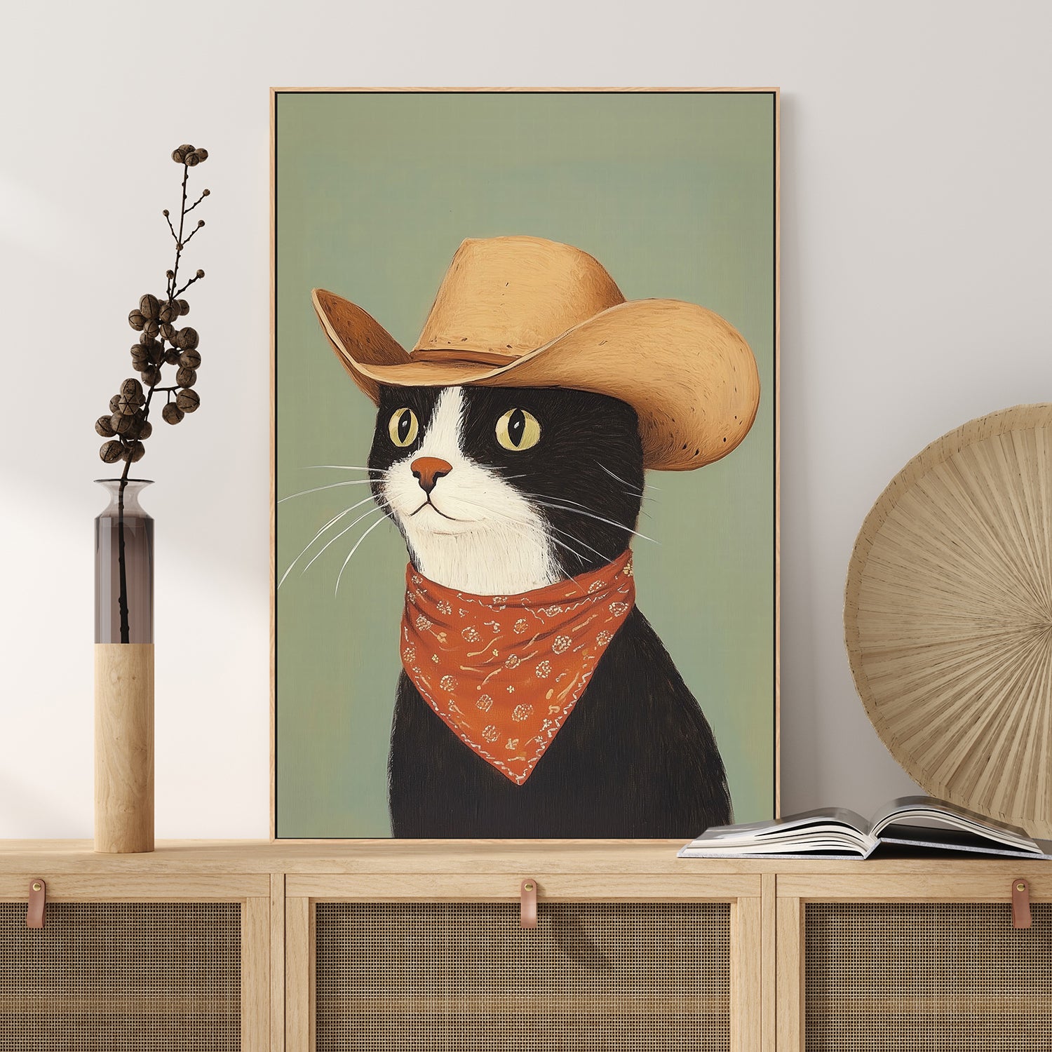 wall-art-print-canvas-poster-framed-Cowboy Black Cat , By Melloi Art-7