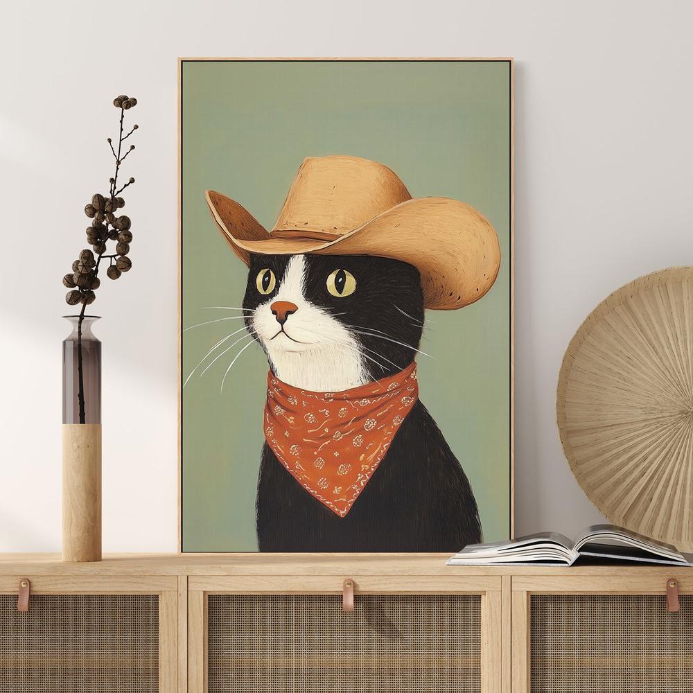 wall-art-print-canvas-poster-framed-Cowboy Black Cat , By Melloi Art-7