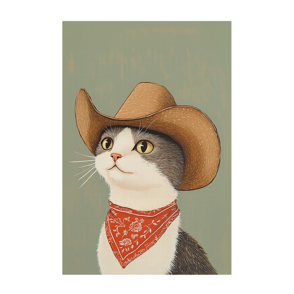 wall-art-print-canvas-poster-framed-Cowboy English Shorthair Cat , By Melloi Art-1
