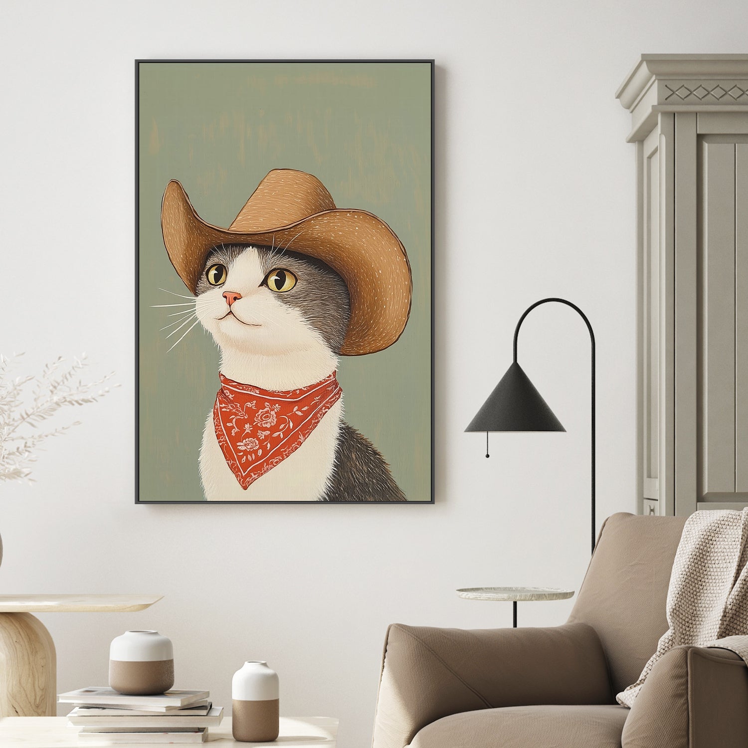 wall-art-print-canvas-poster-framed-Cowboy English Shorthair Cat , By Melloi Art-2