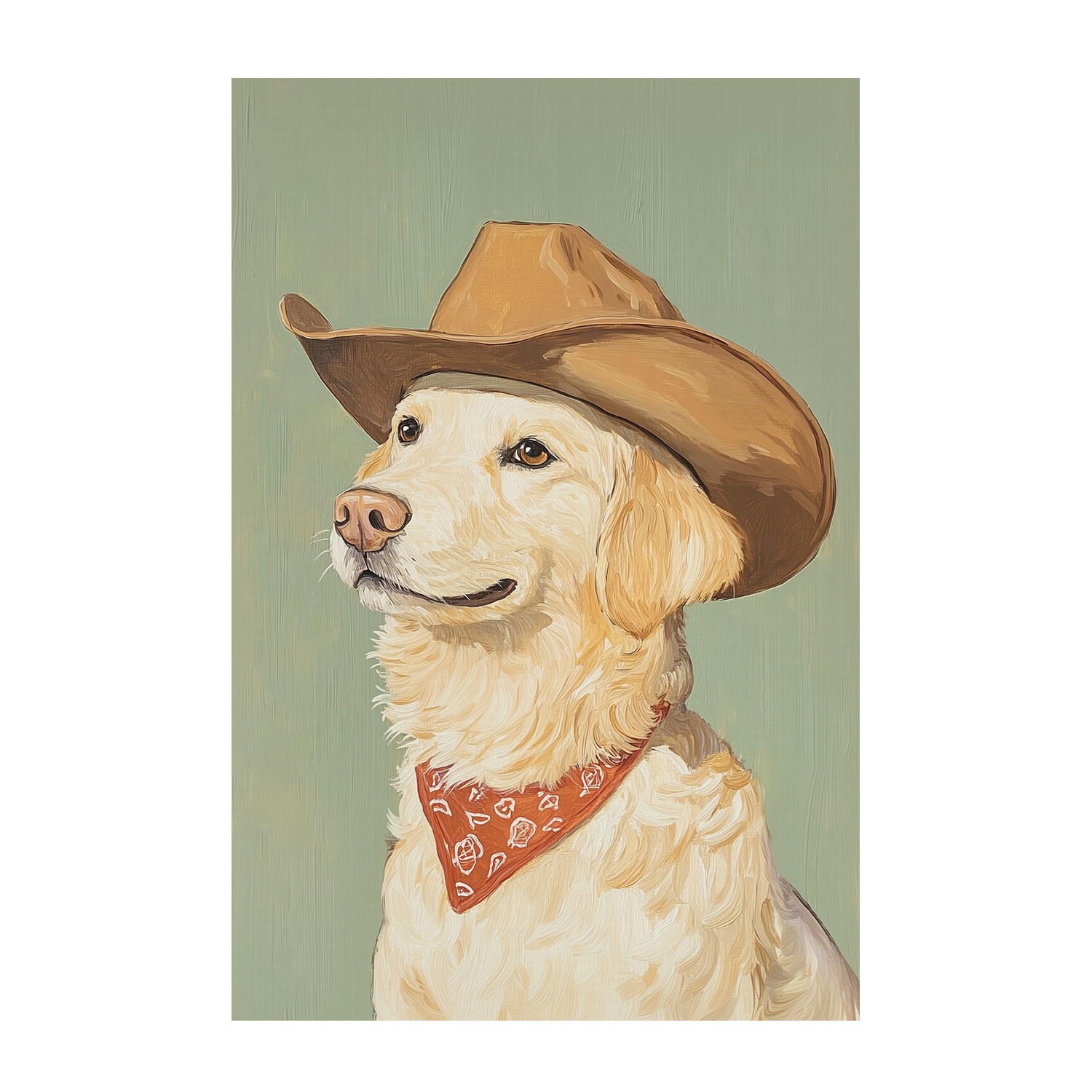 wall-art-print-canvas-poster-framed-Cowboy Golden Retriever , By Melloi Art-1
