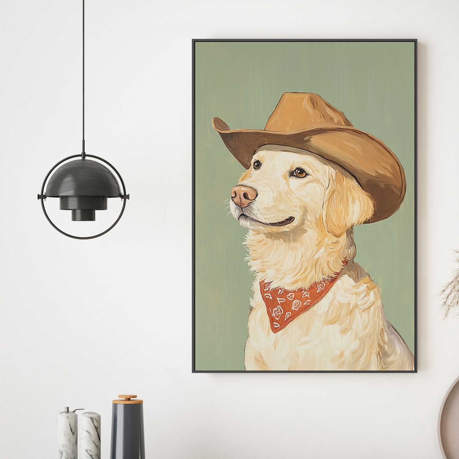 wall-art-print-canvas-poster-framed-Cowboy Golden Retriever , By Melloi Art-2