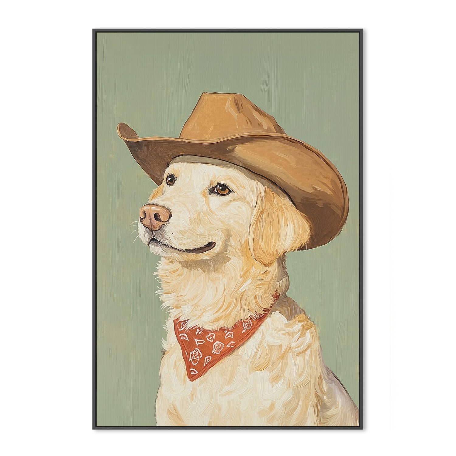 wall-art-print-canvas-poster-framed-Cowboy Golden Retriever , By Melloi Art-3
