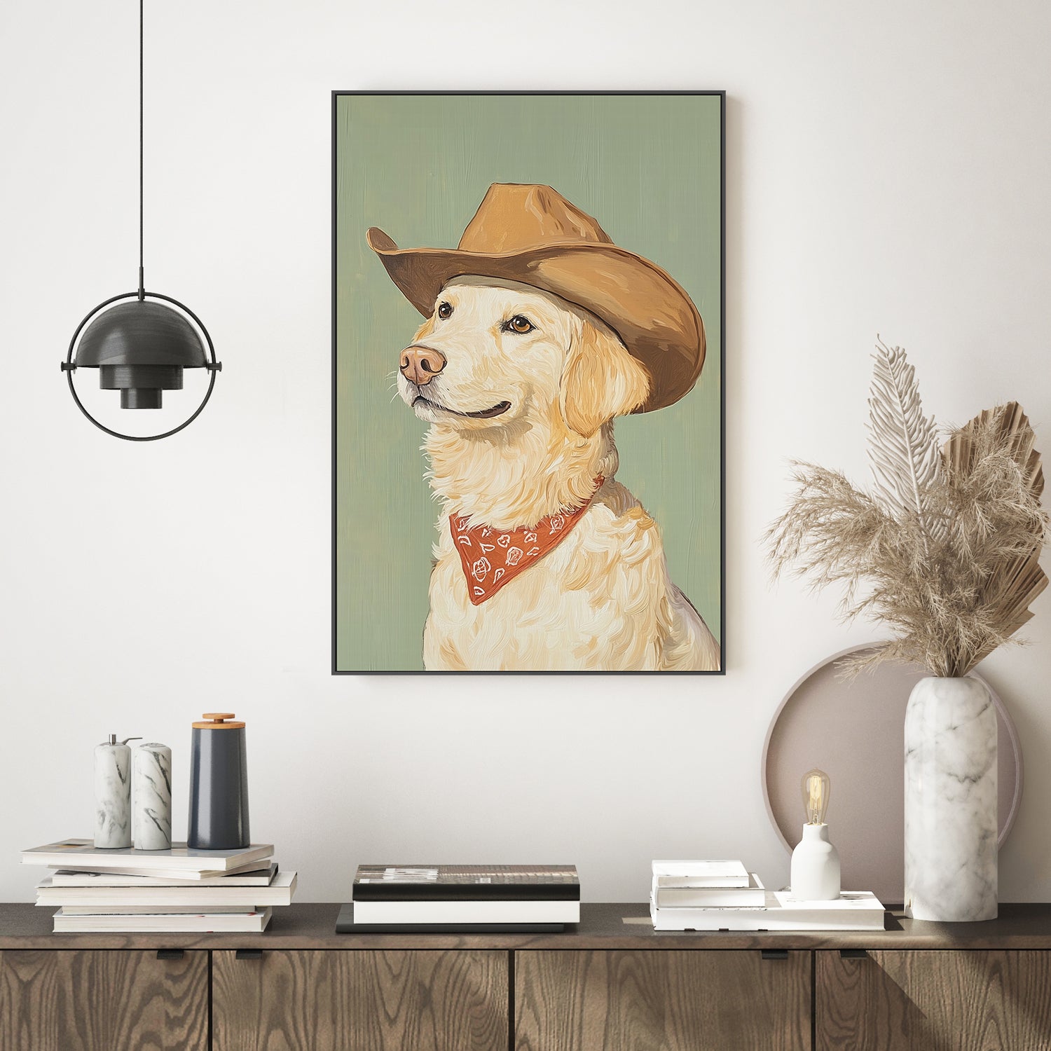 wall-art-print-canvas-poster-framed-Cowboy Golden Retriever , By Melloi Art-7