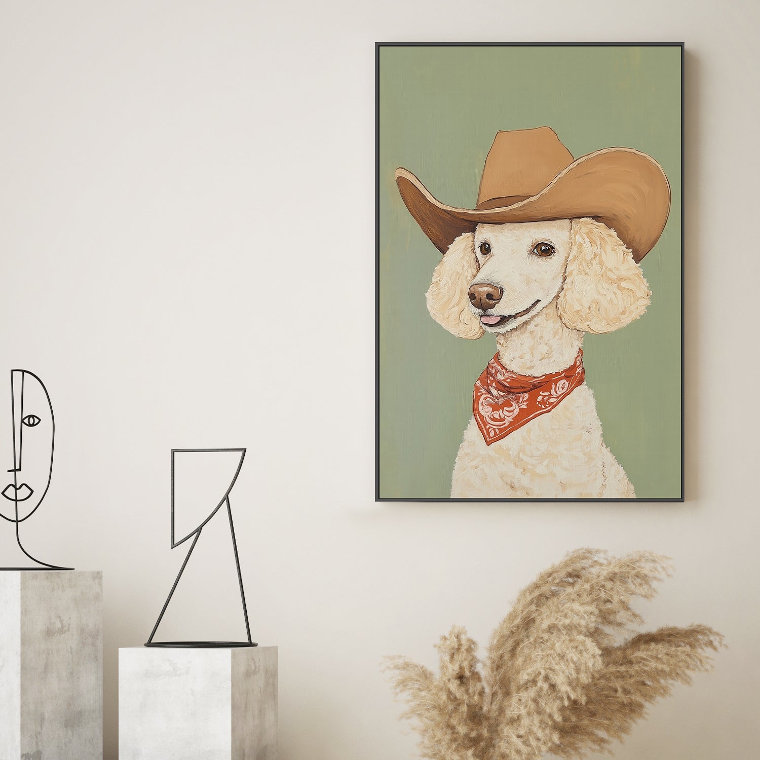 wall-art-print-canvas-poster-framed-Cowboy Poodle Dog , By Melloi Art-2