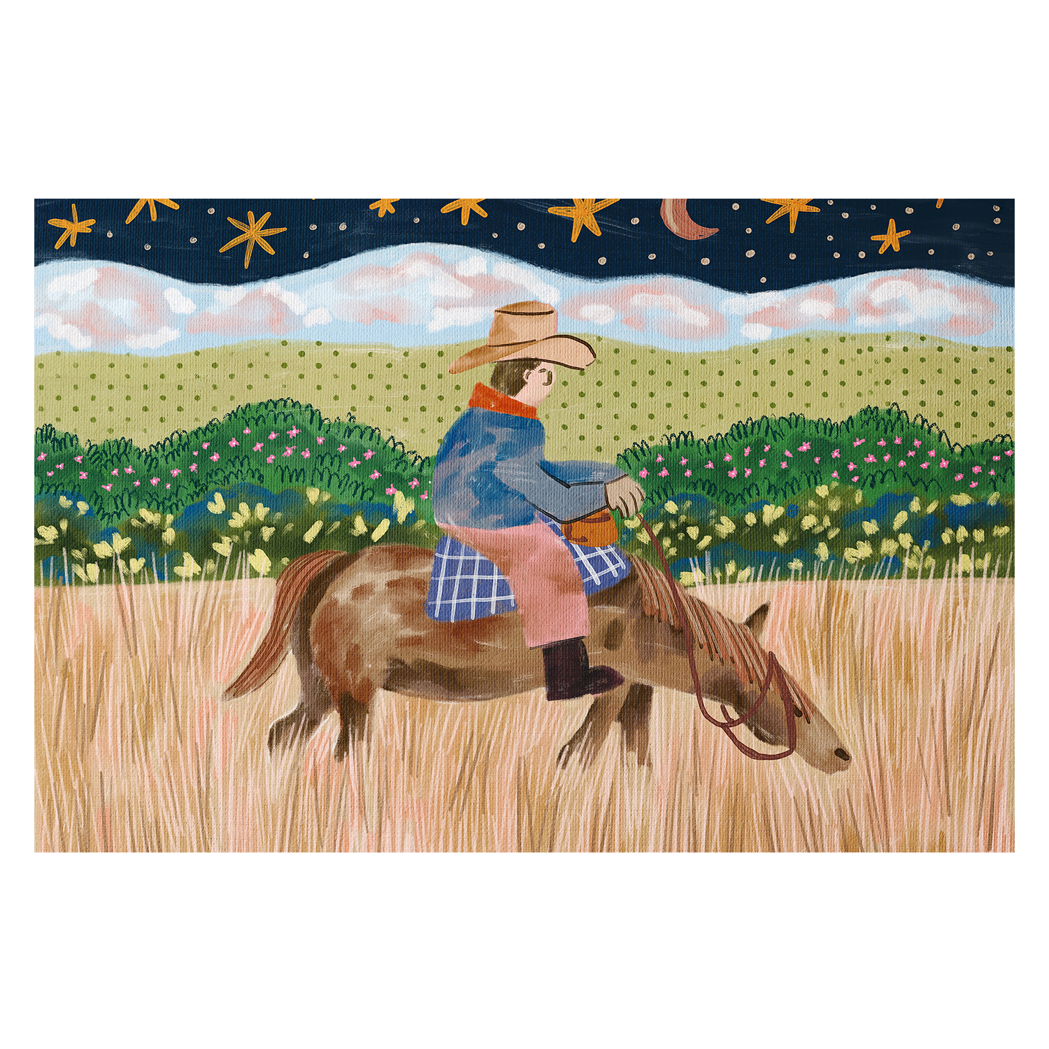 wall-art-print-canvas-poster-framed-Cowboy Riding A Horse , By Kartika Paramita-2