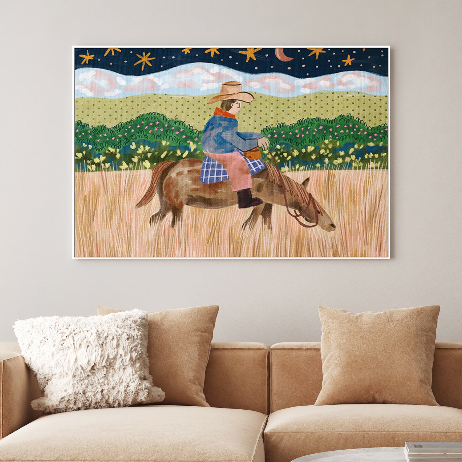 wall-art-print-canvas-poster-framed-Cowboy Riding A Horse , By Kartika Paramita-3