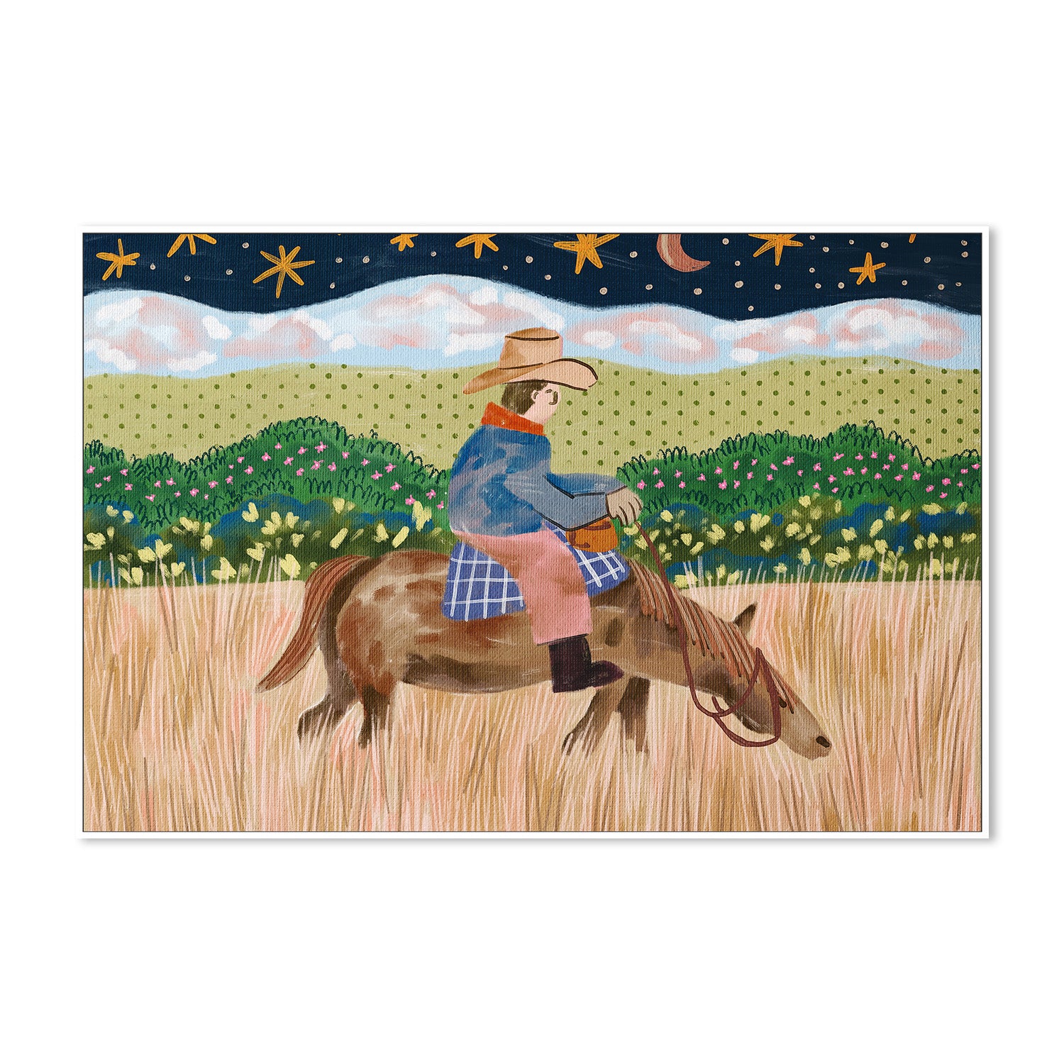 wall-art-print-canvas-poster-framed-Cowboy Riding A Horse , By Kartika Paramita-6
