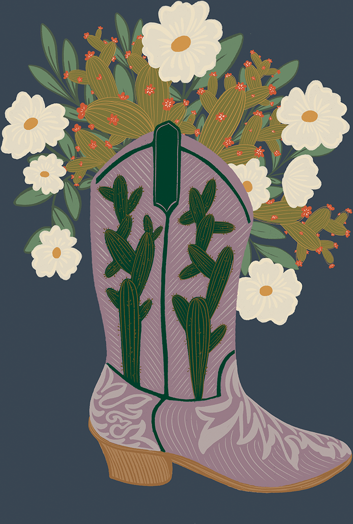 wall-art-print-canvas-poster-framed-Cowboy Shoes and Floral , By Nikita Jariwala-1