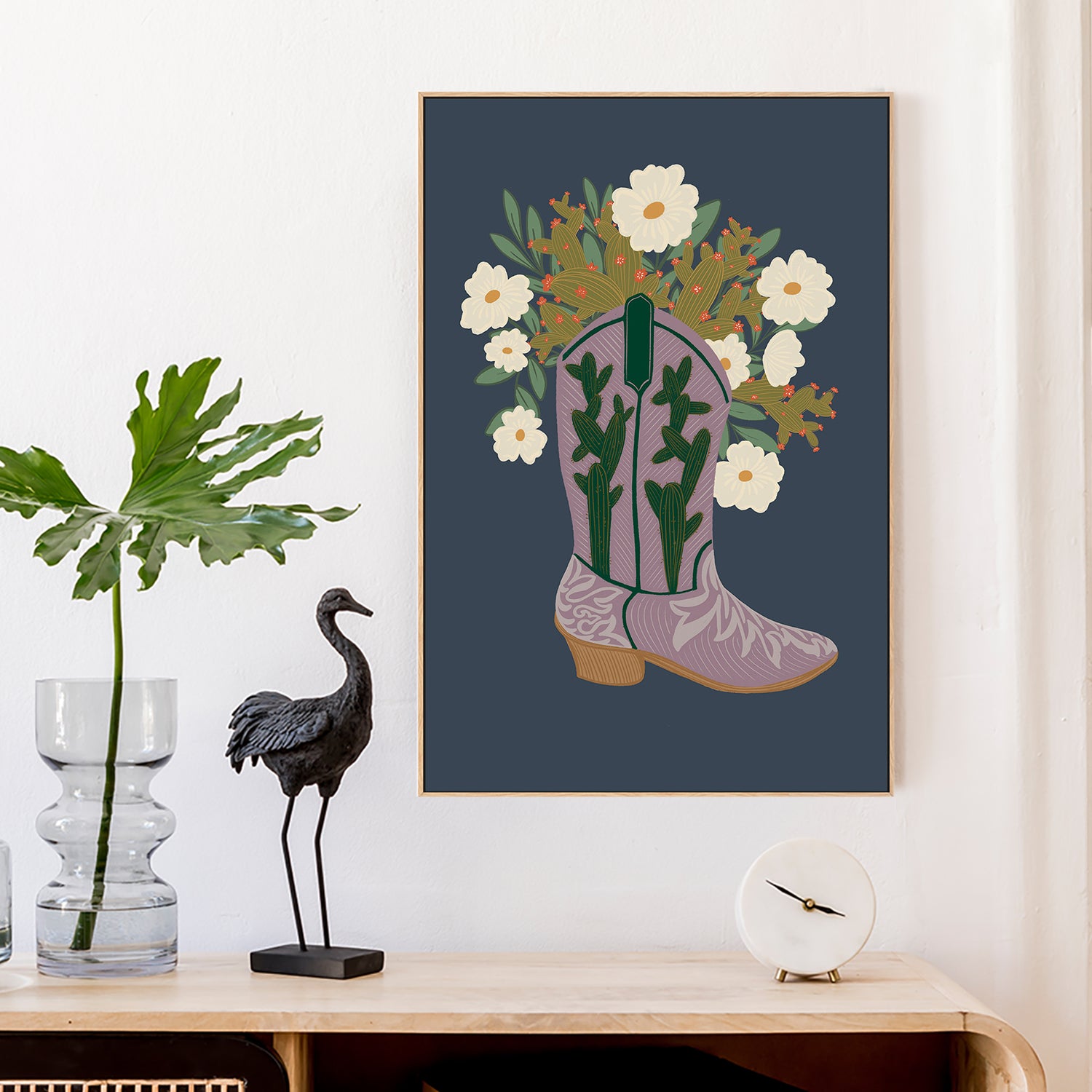 wall-art-print-canvas-poster-framed-Cowboy Shoes and Floral , By Nikita Jariwala-2