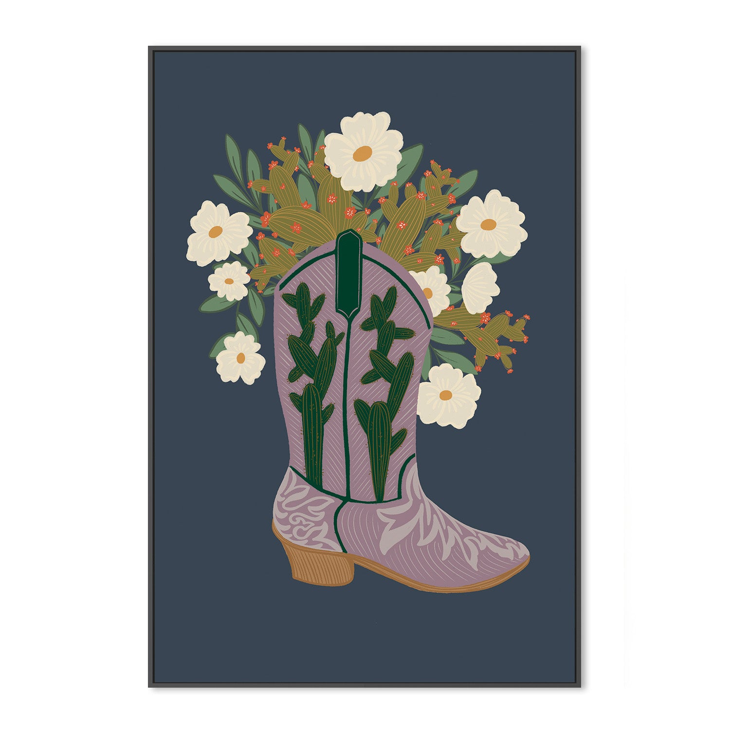 wall-art-print-canvas-poster-framed-Cowboy Shoes and Floral , By Nikita Jariwala-3
