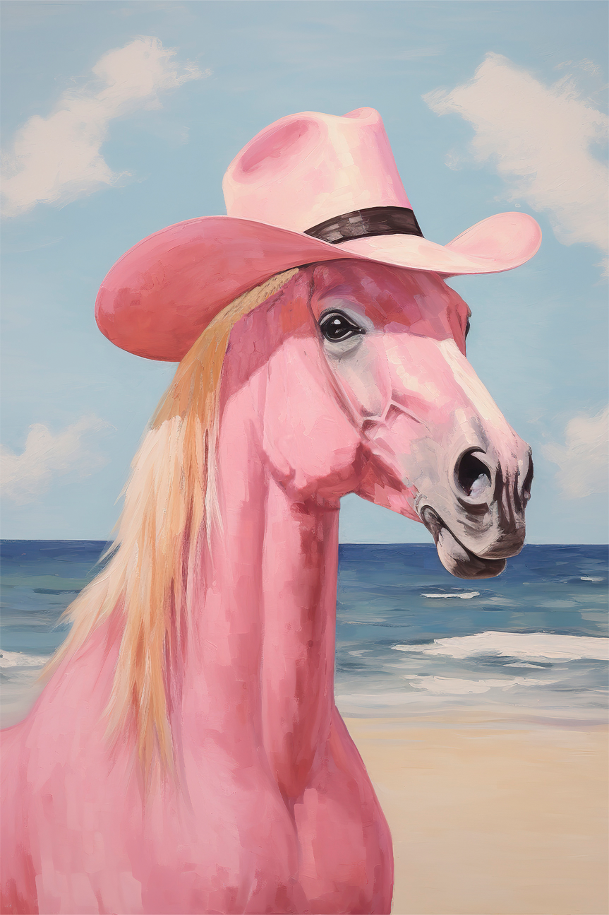 wall-art-print-canvas-poster-framed-Cowgirl's Pink Horse , By Lady Hana-1