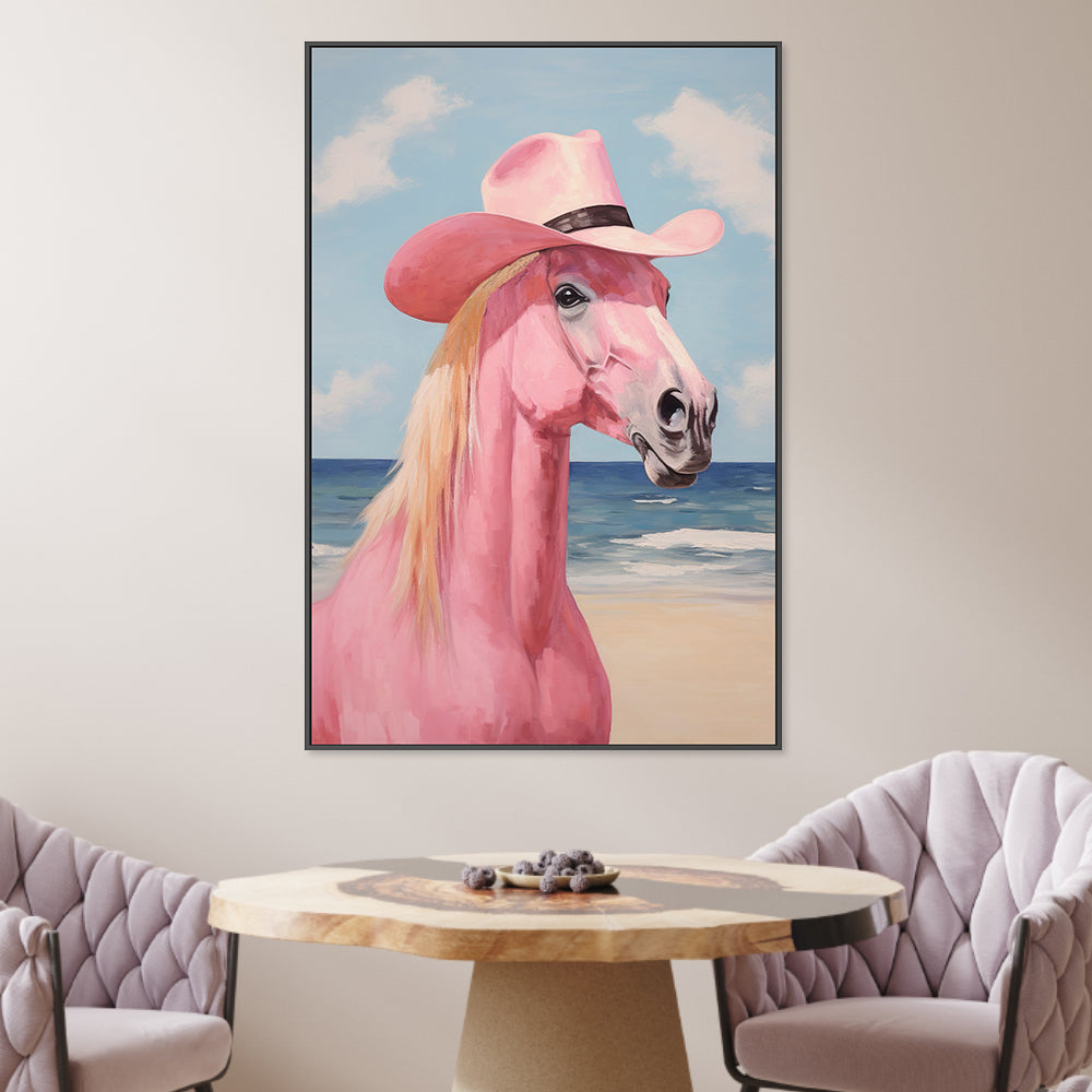 wall-art-print-canvas-poster-framed-Cowgirl's Pink Horse , By Lady Hana-2