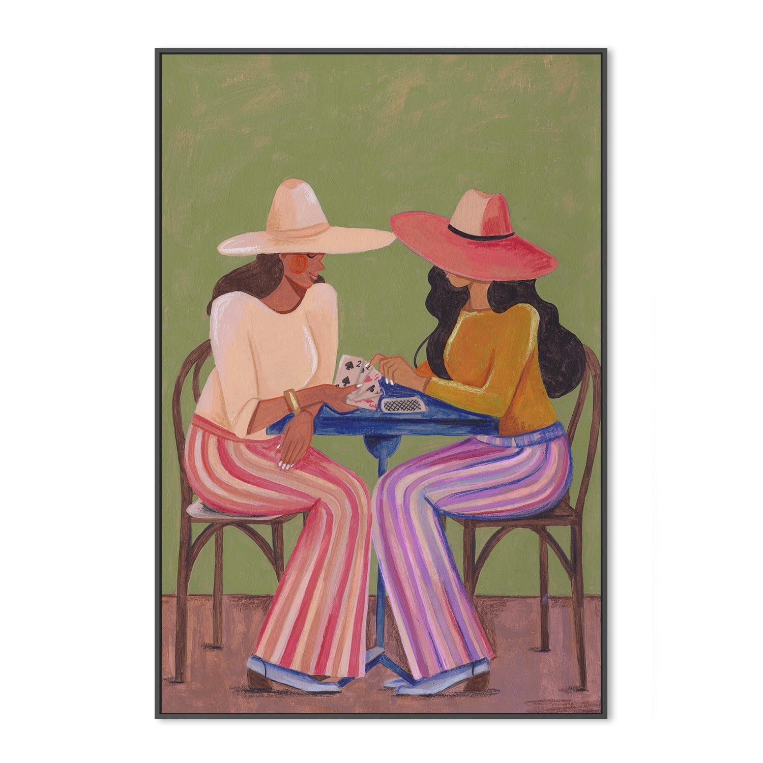 wall-art-print-canvas-poster-framed-Cowgirls playing cards-3