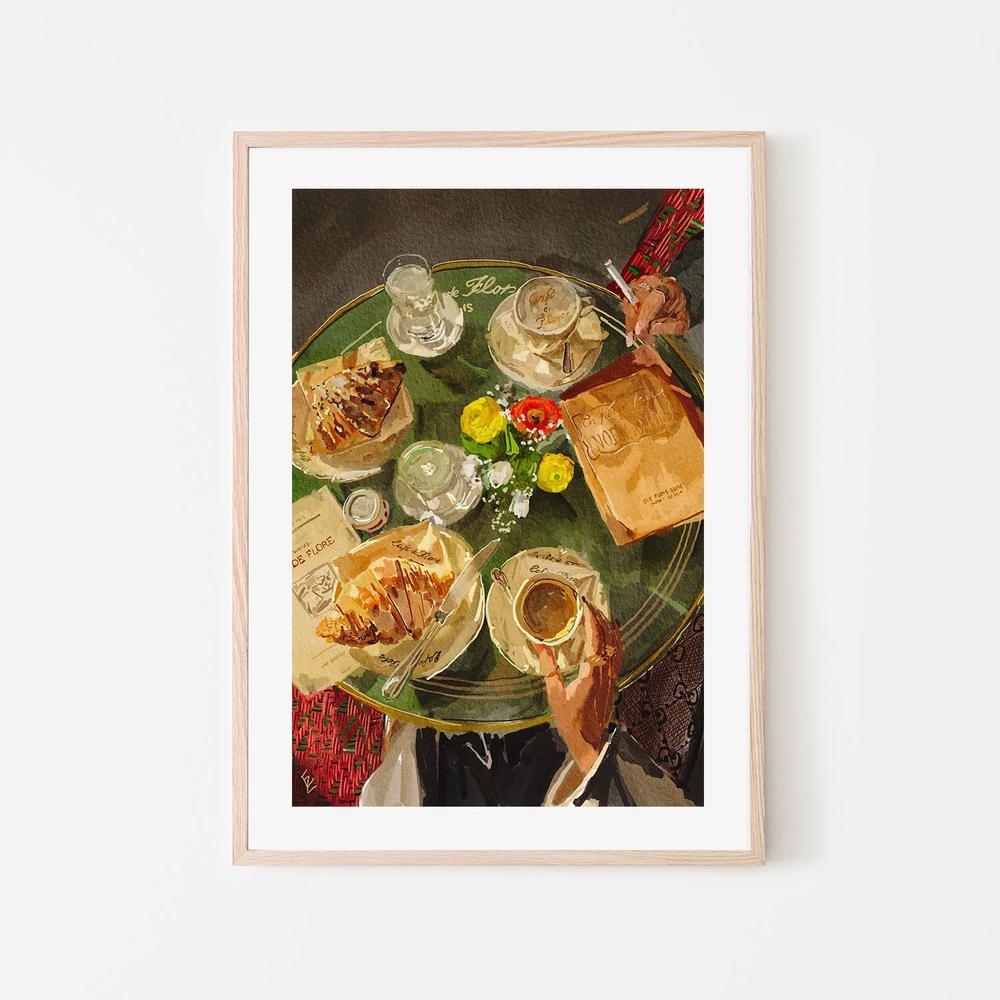wall-art-print-canvas-poster-framed-Croissant At Caffe de Flore , By Ekaterina Zagorska-6