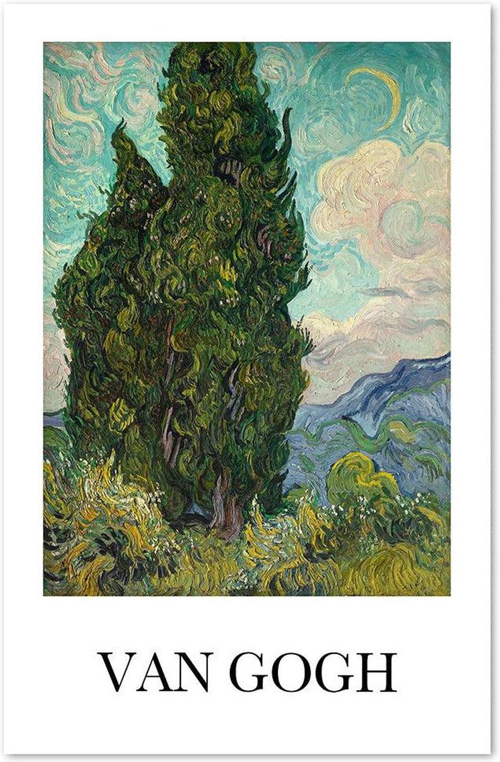 wall-art-print-canvas-poster-framed-Cypresses, 1889, By Van Gogh-by-Gioia Wall Art-Gioia Wall Art