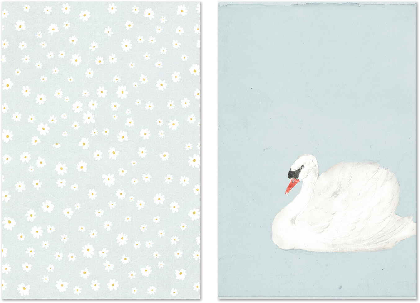 wall-art-print-canvas-poster-framed-Daisies and Swan, Set Of 2 , By Leah Straatsma-1