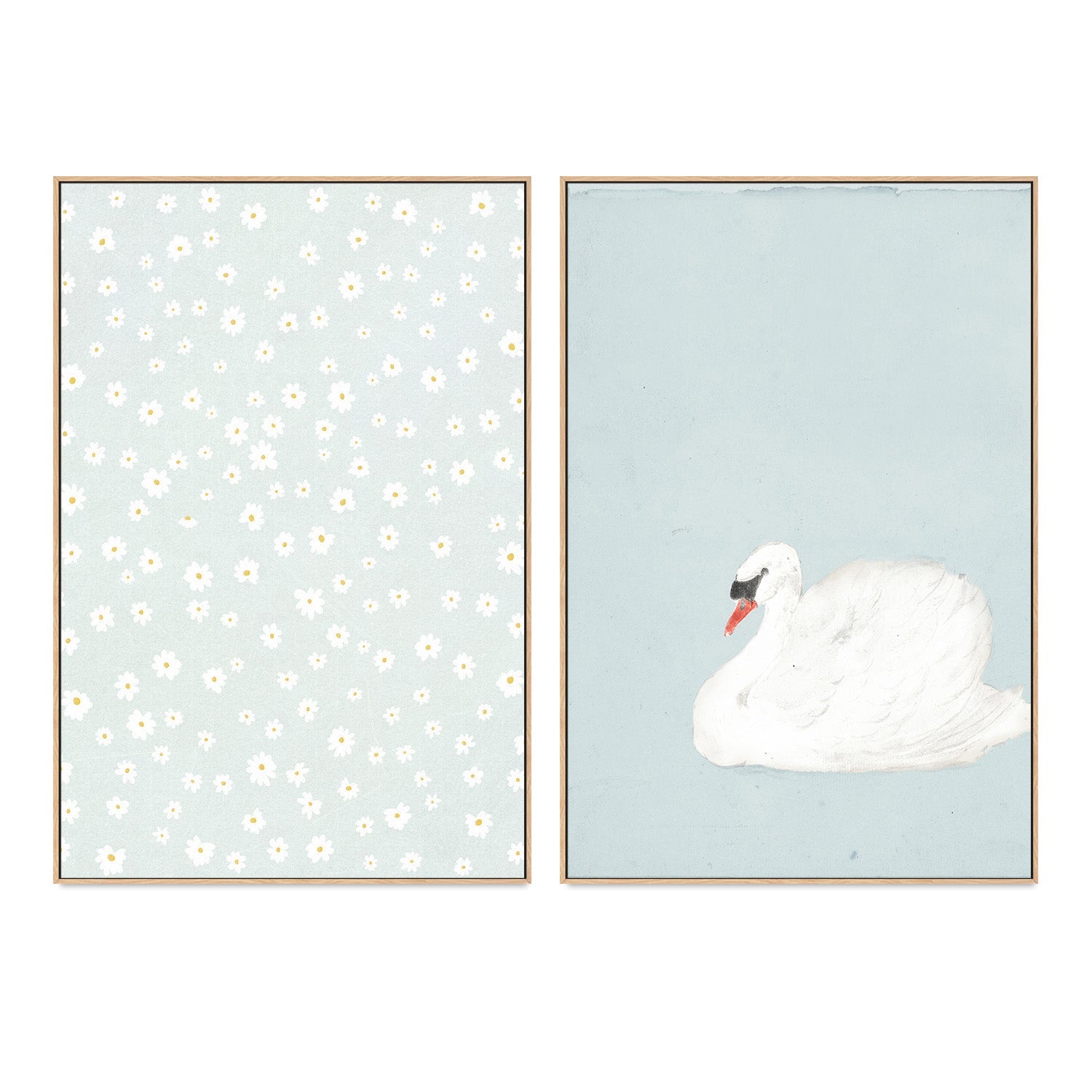 wall-art-print-canvas-poster-framed-Daisies and Swan, Set Of 2 , By Leah Straatsma-4