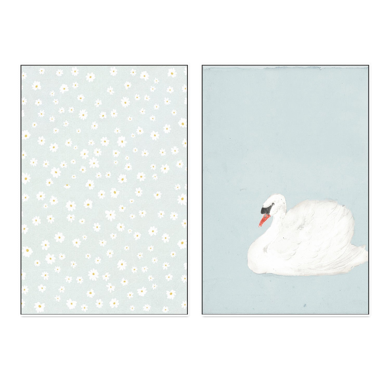 wall-art-print-canvas-poster-framed-Daisies and Swan, Set Of 2 , By Leah Straatsma-5