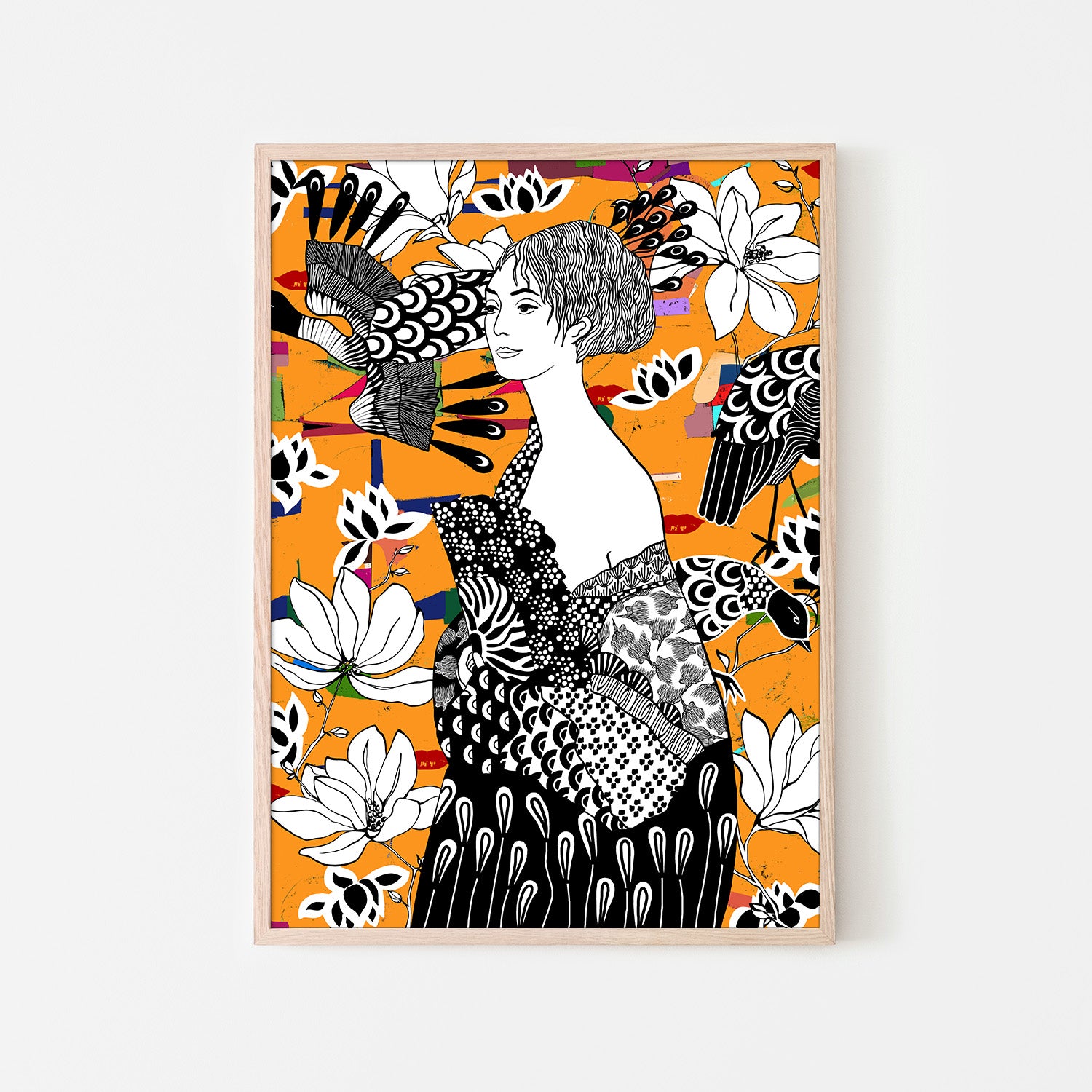 wall-art-print-canvas-poster-framed-Dame Mit FAccher-6