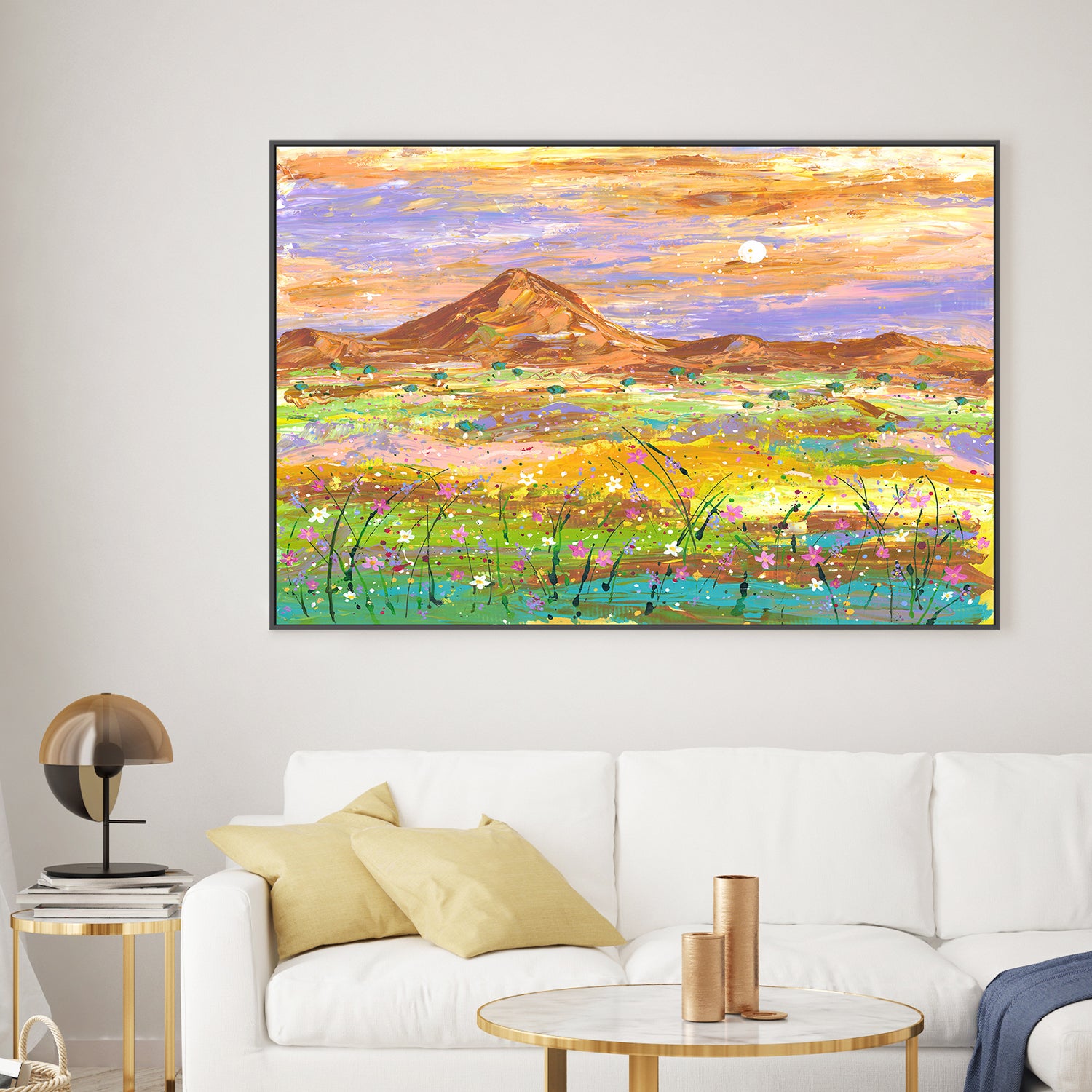 wall-art-print-canvas-poster-framed-Dancing Amidst Wildflowers in the Early Morning-2