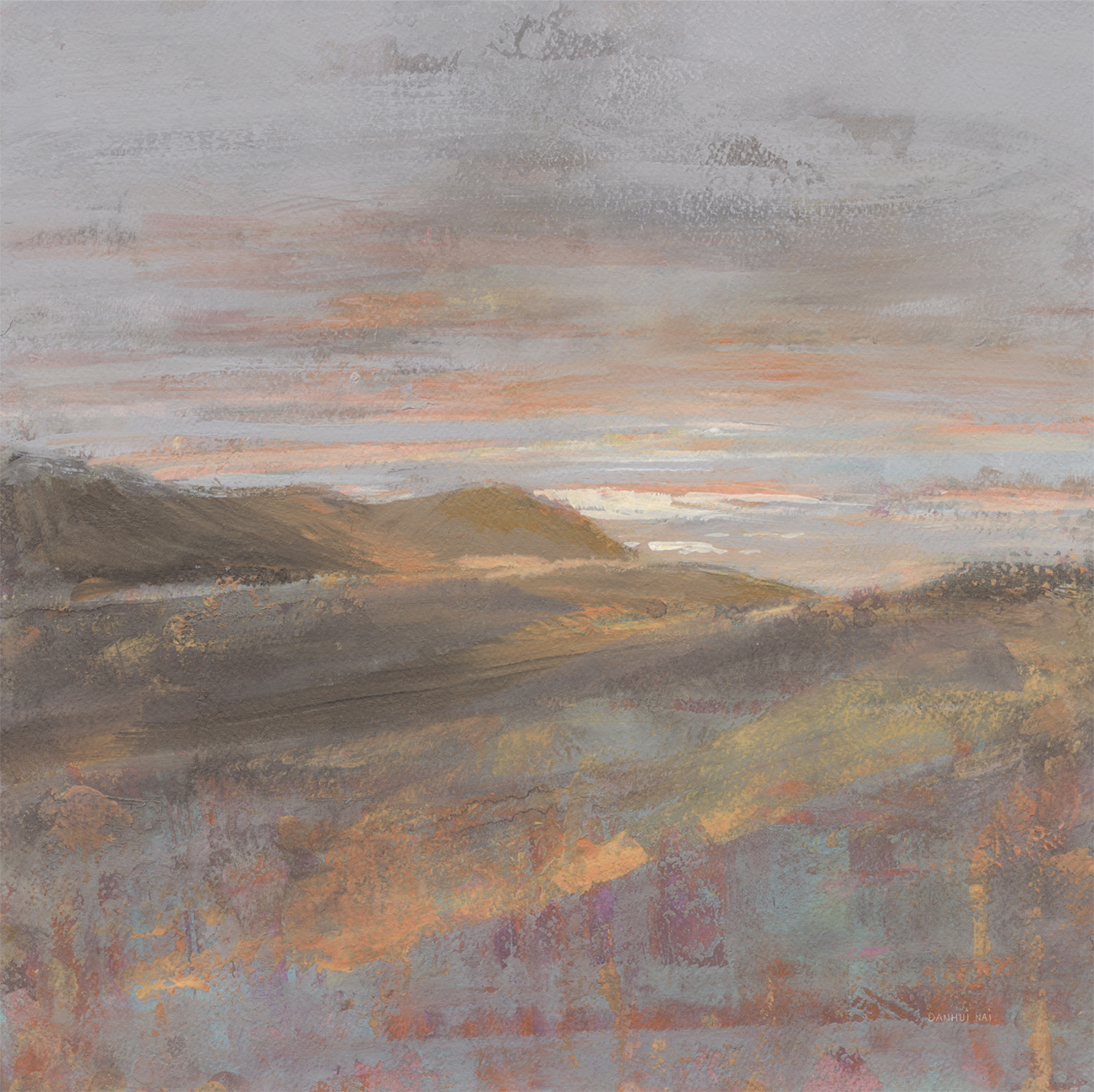 wall-art-print-canvas-poster-framed-Dawn On The Hills, Light Tones , By Danhui Nai-1