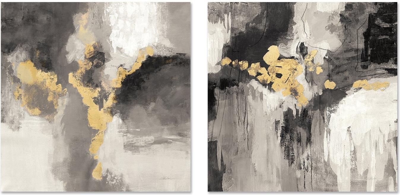 wall-art-print-canvas-poster-framed-Deep Gold Abstract, Style A & B, Set Of 2 , By Silvia Vassileva-GIOIA-WALL-ART