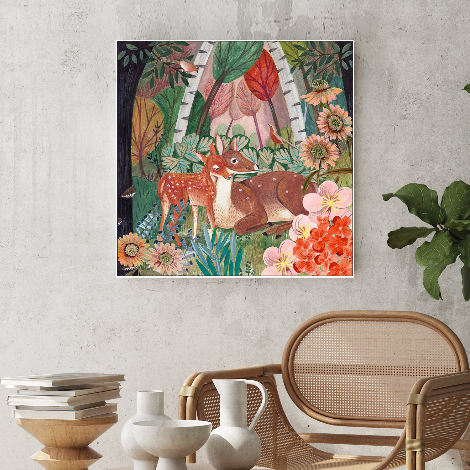 wall-art-print-canvas-poster-framed-Deer in the forest-7