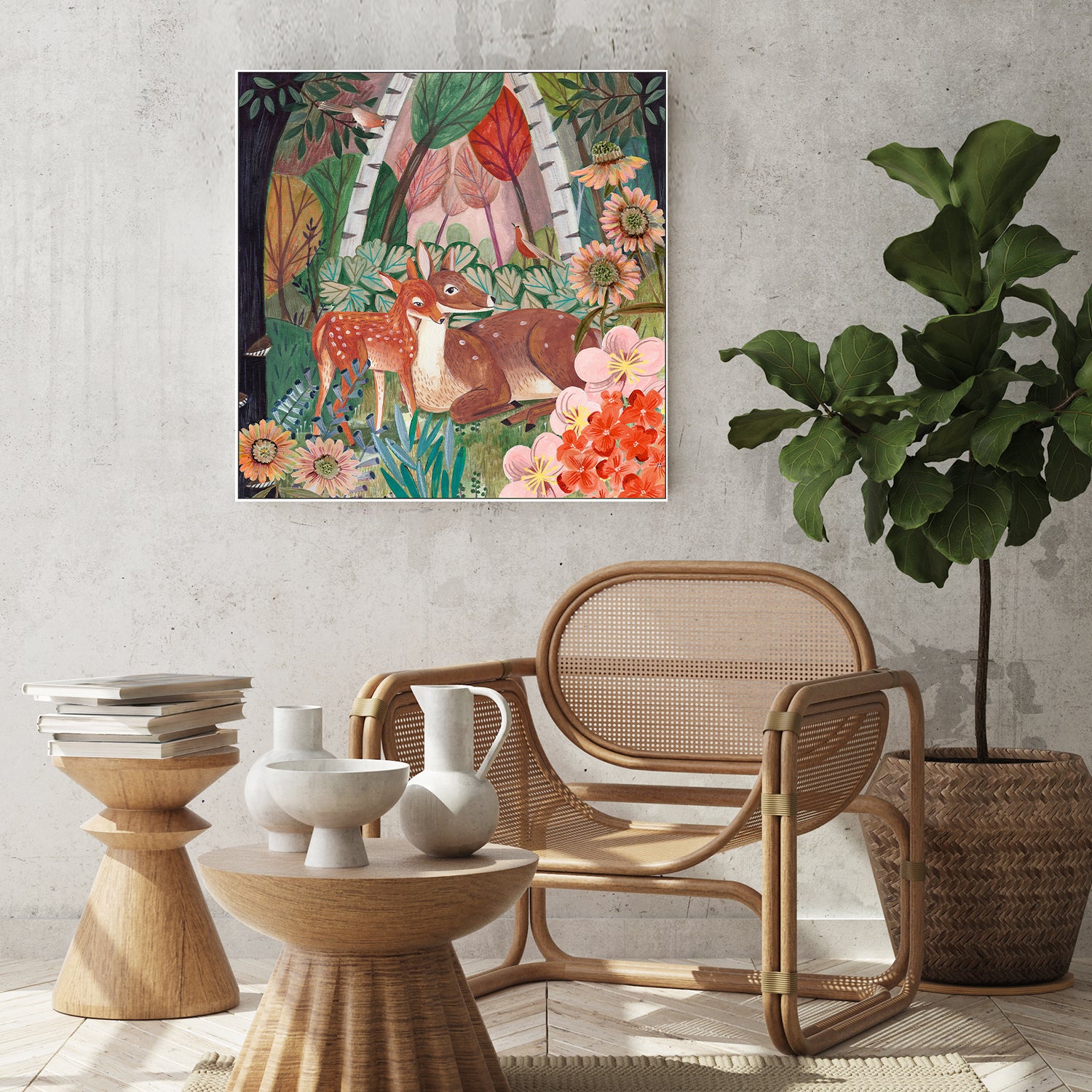 wall-art-print-canvas-poster-framed-Deer in the forest-8