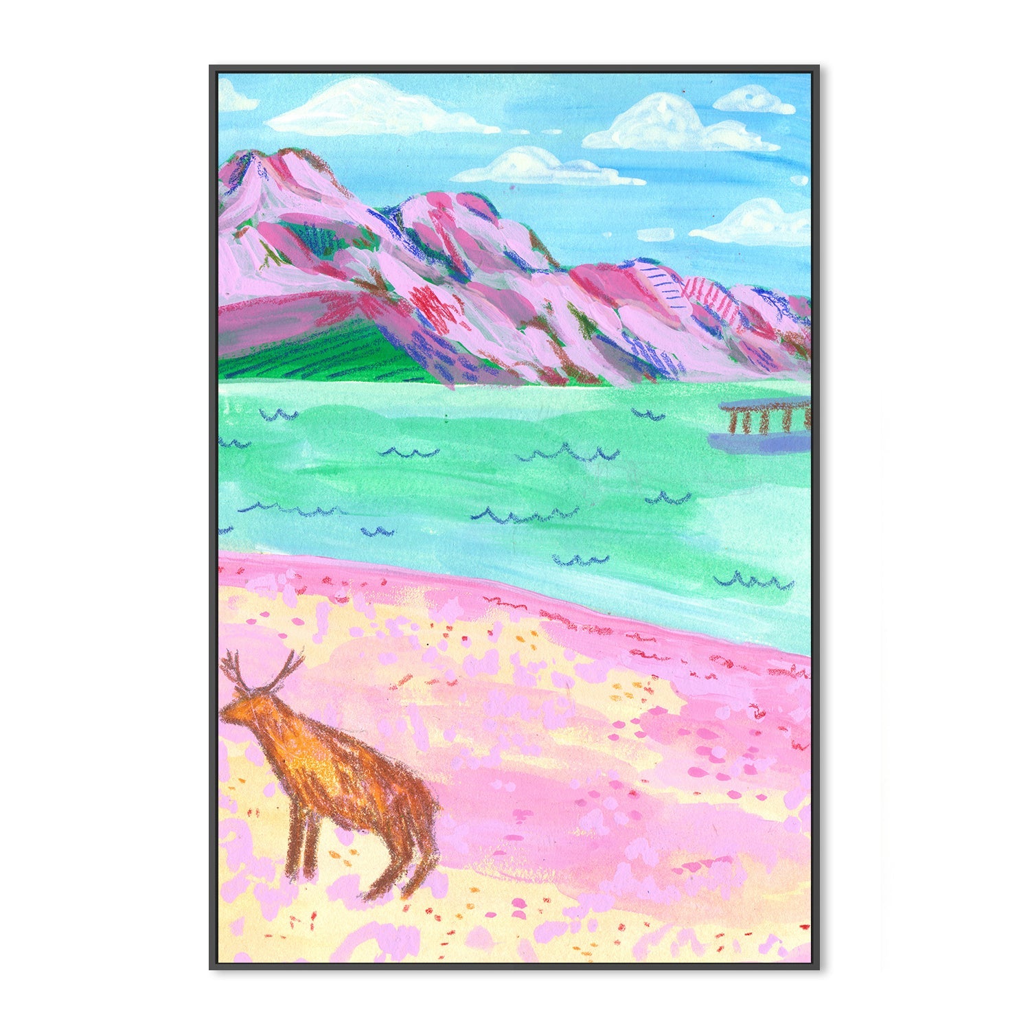 wall-art-print-canvas-poster-framed-Deer On The Beach , By Kartika Paramita-3
