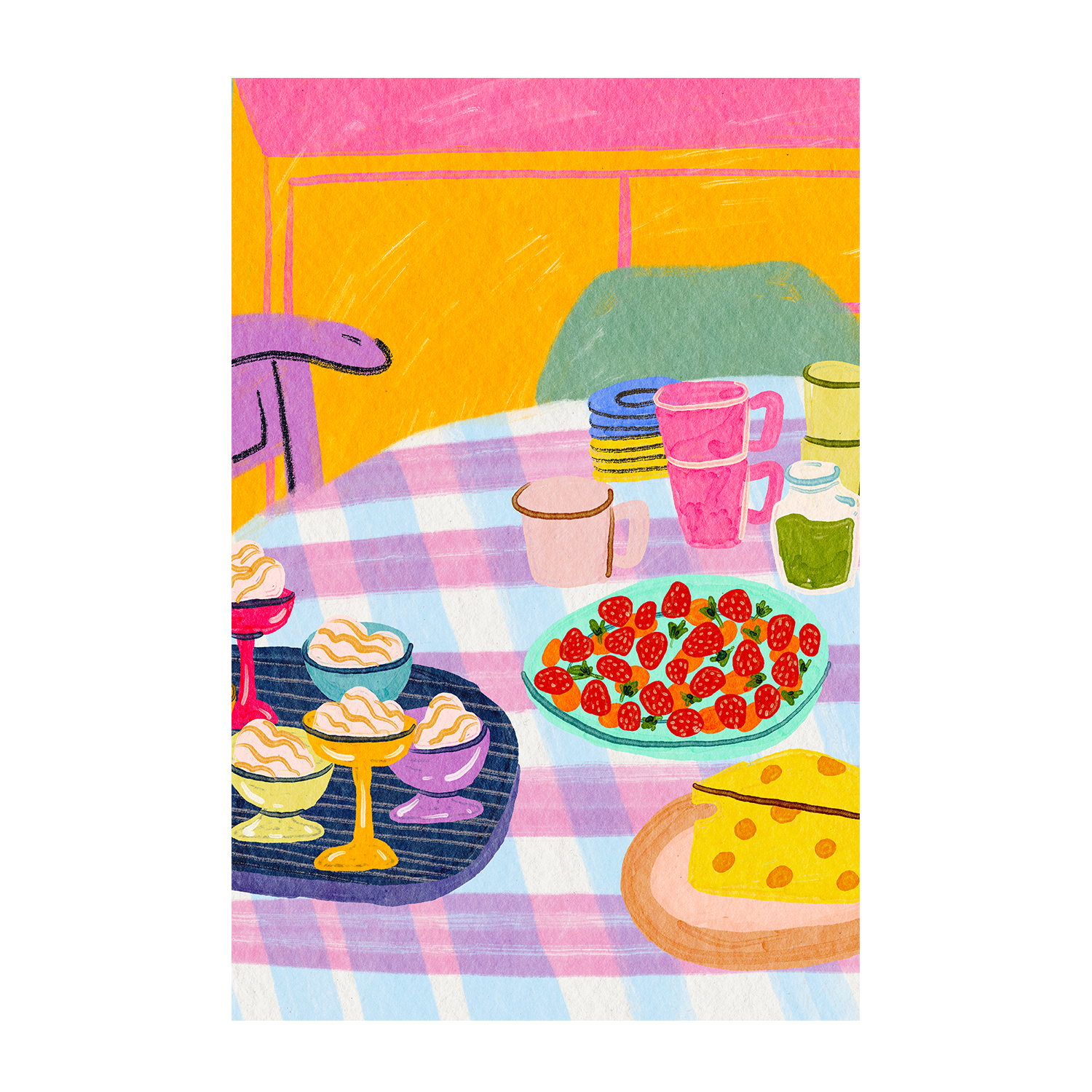 wall-art-print-canvas-poster-framed-Dessert Shop Tablescape , By Kartika Paramita-1