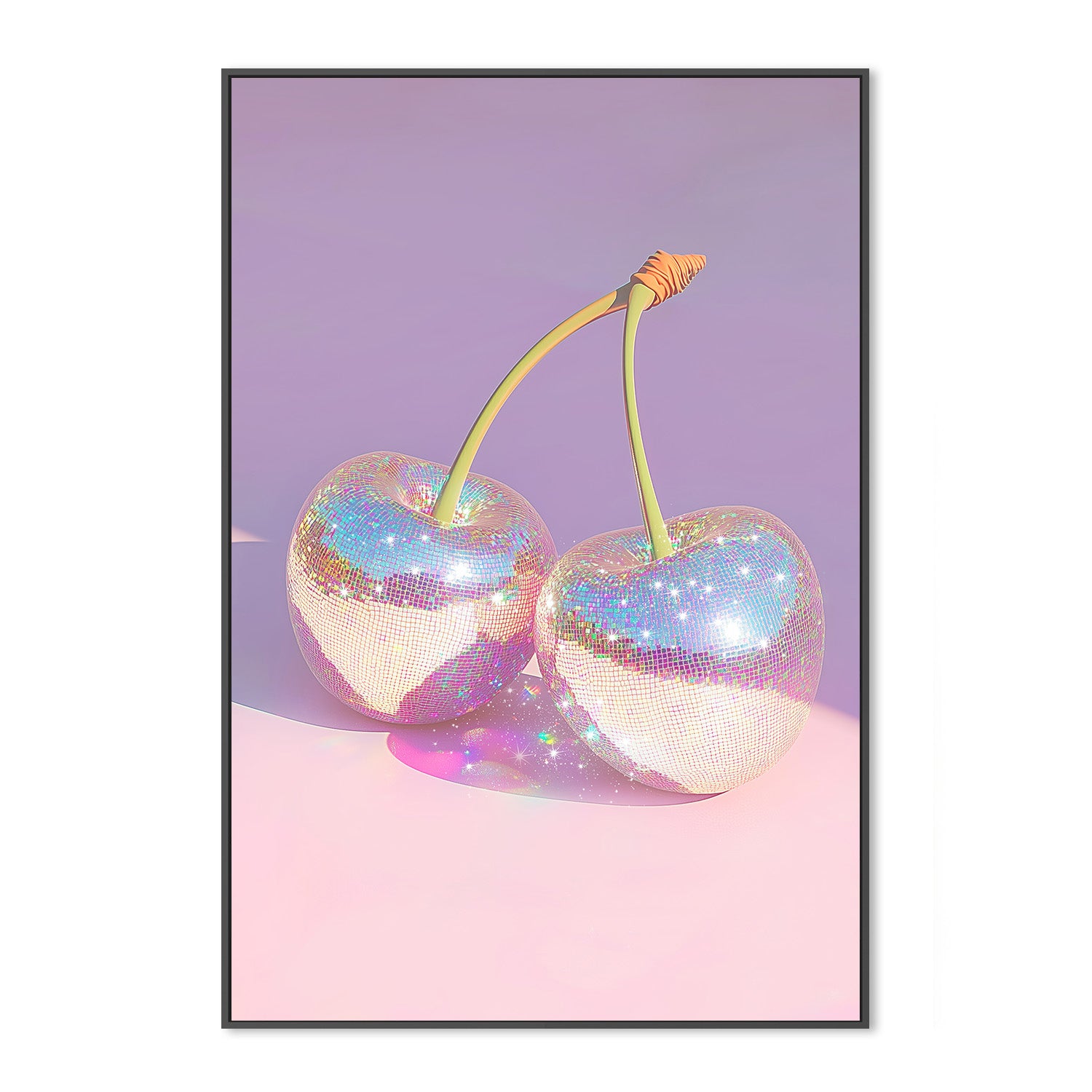 wall-art-print-canvas-poster-framed-Disco Ball Cherries on Pastel Background , By Melloi Art-3