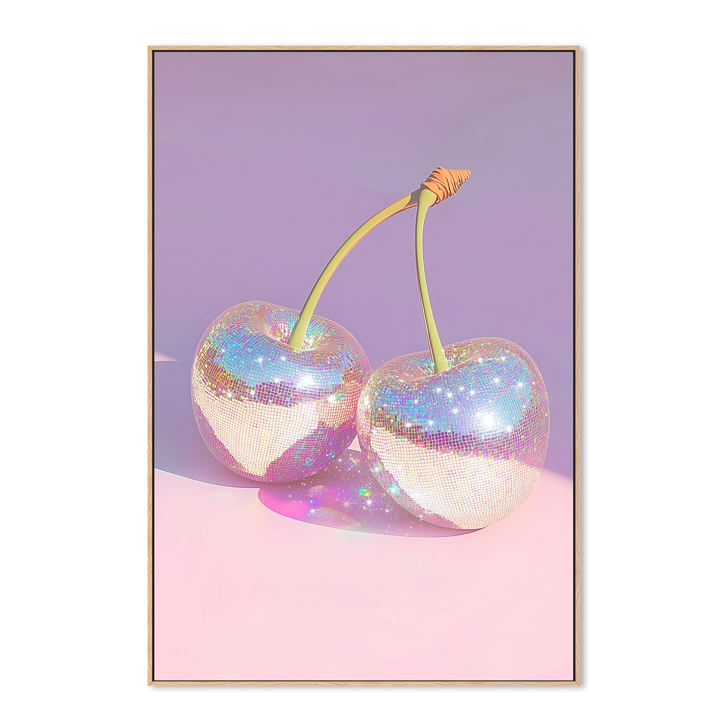 wall-art-print-canvas-poster-framed-Disco Ball Cherries on Pastel Background , By Melloi Art-4