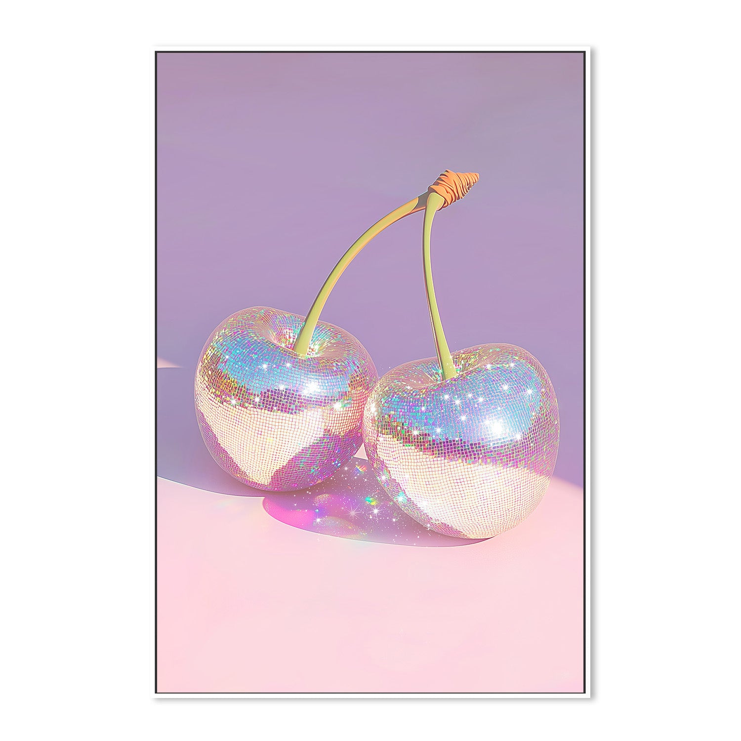 wall-art-print-canvas-poster-framed-Disco Ball Cherries on Pastel Background , By Melloi Art-5