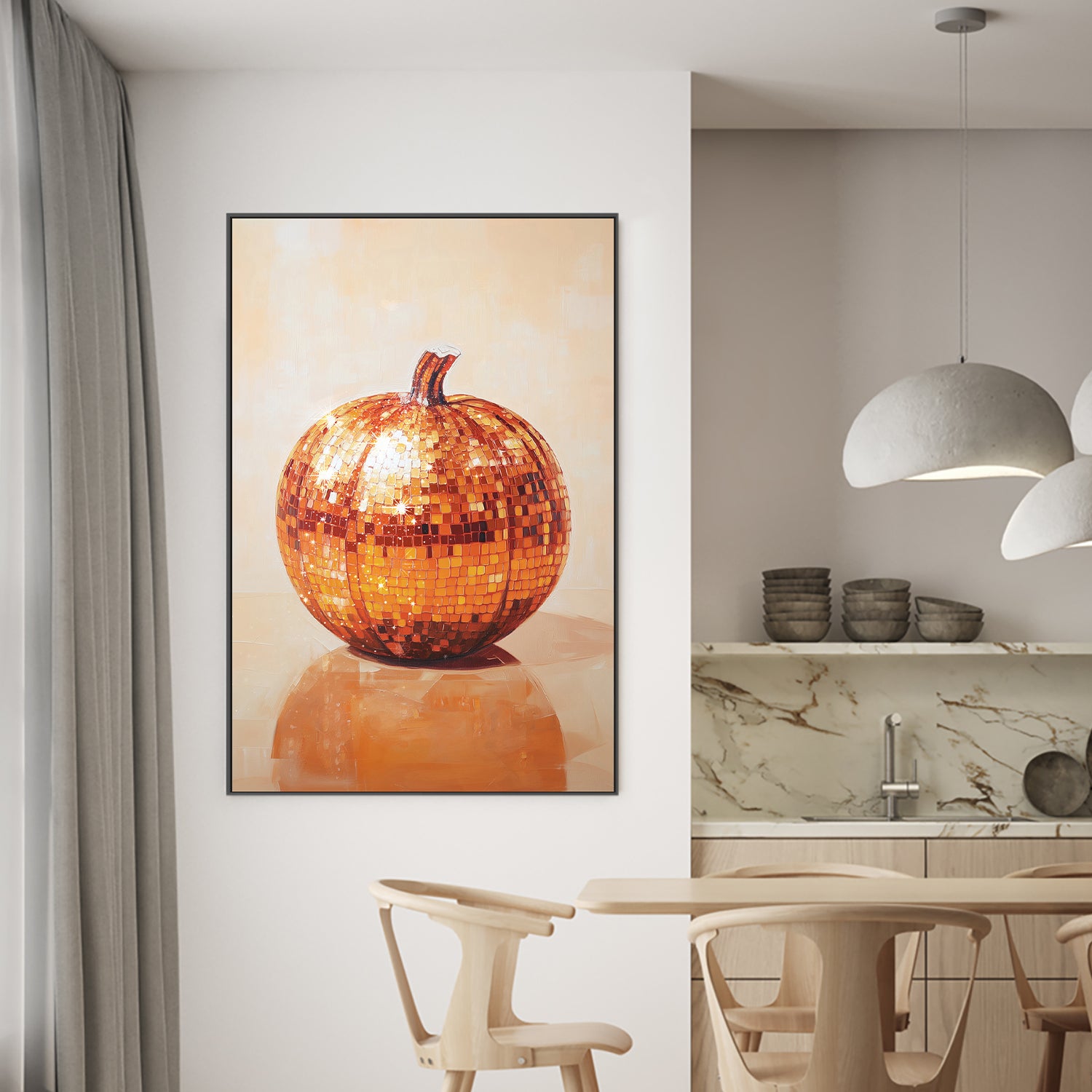 wall-art-print-canvas-poster-framed-Disco Ball Pumpkin , By Melloi Art-2