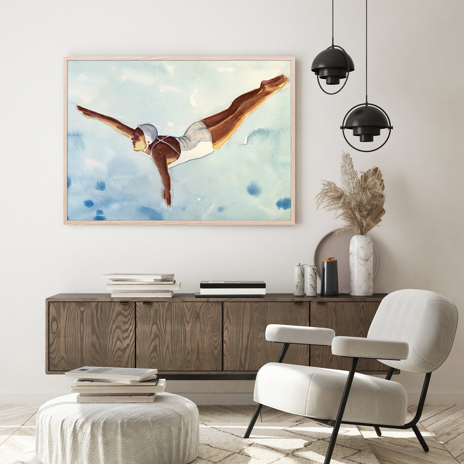 wall-art-print-canvas-poster-framed-Diver in Aqua Sky-8