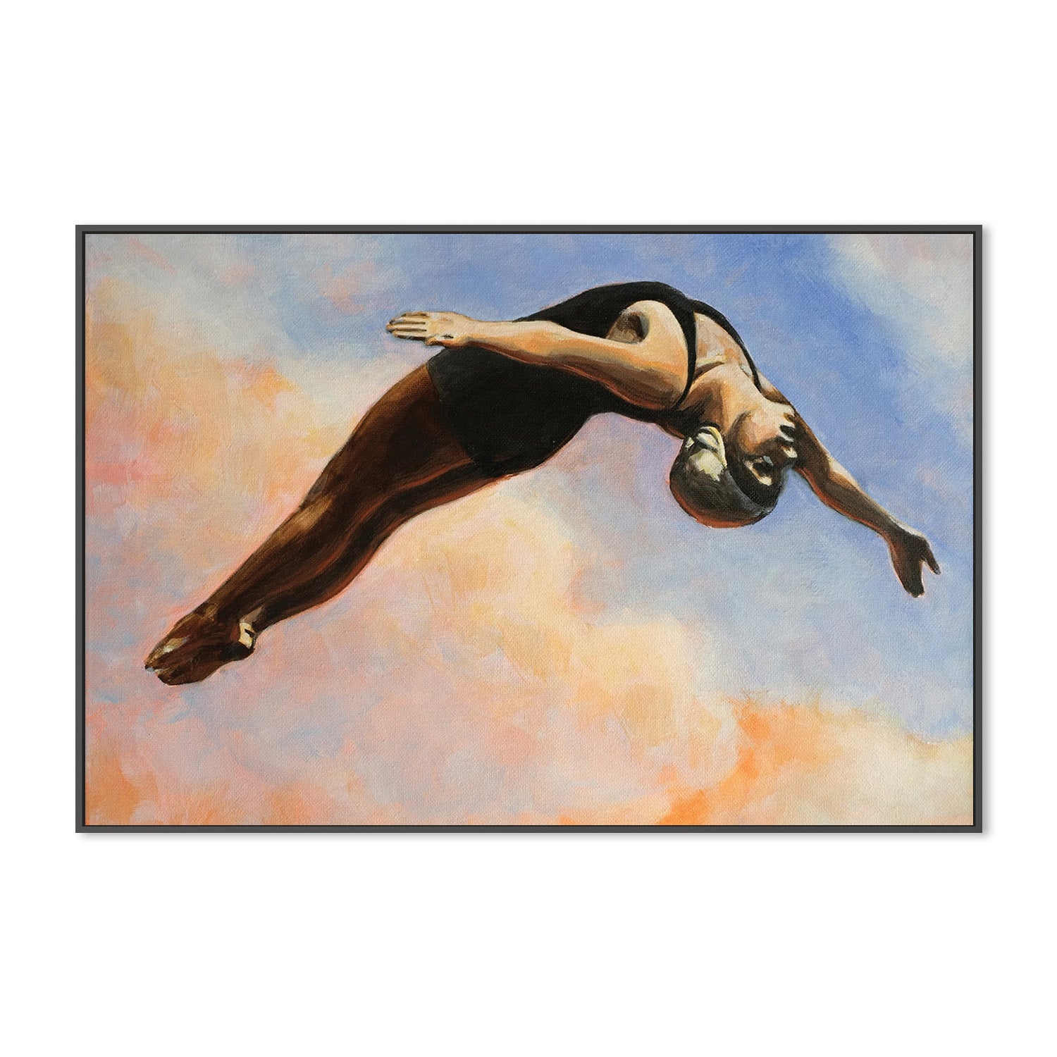 wall-art-print-canvas-poster-framed-Diver in Orange Clouds-3