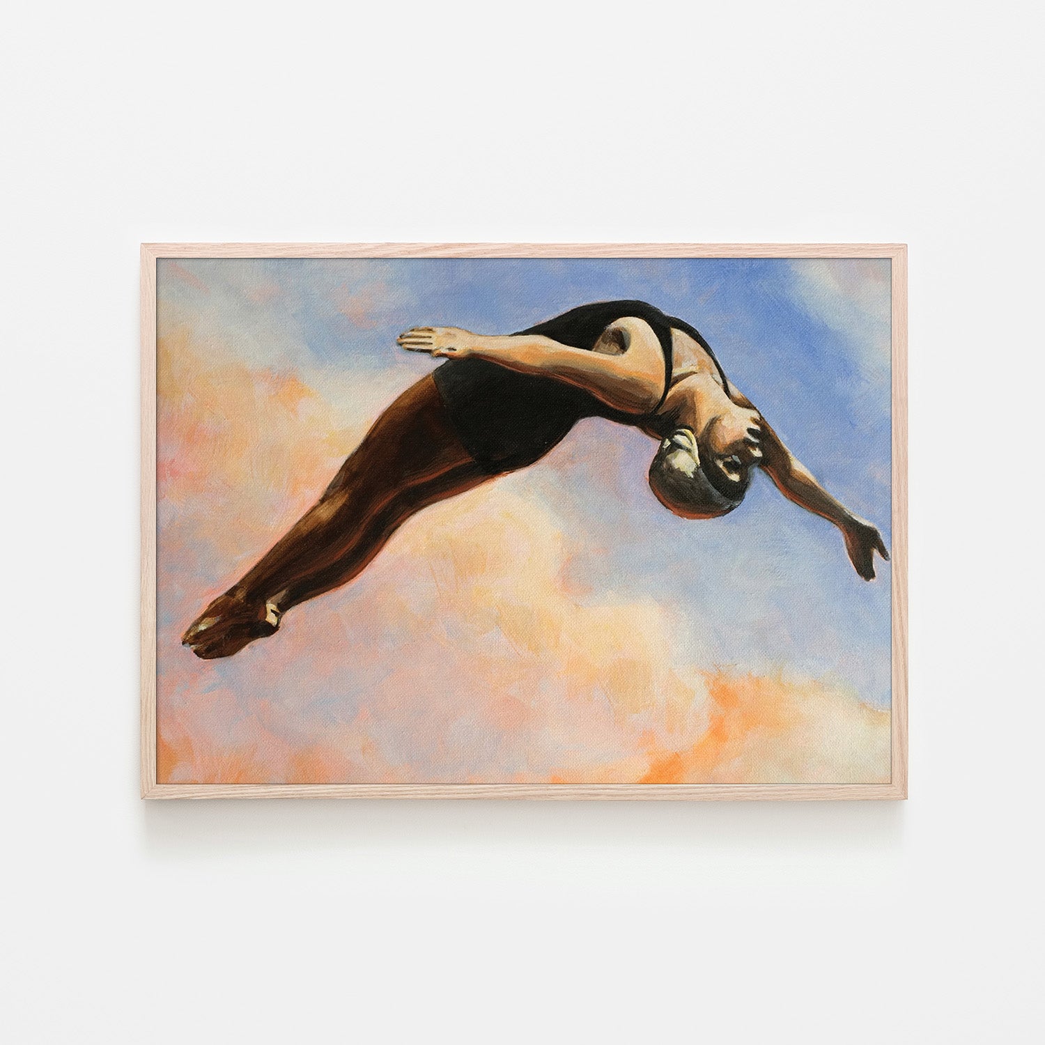 wall-art-print-canvas-poster-framed-Diver in Orange Clouds-6