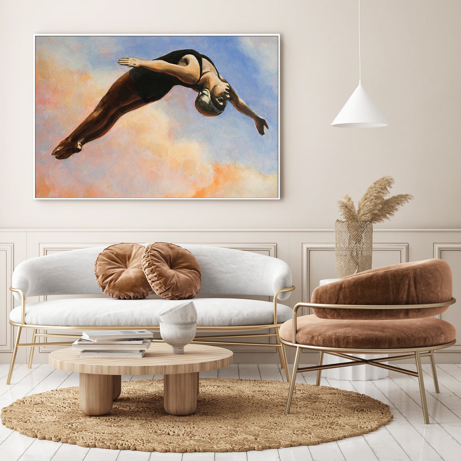 wall-art-print-canvas-poster-framed-Diver in Orange Clouds-9