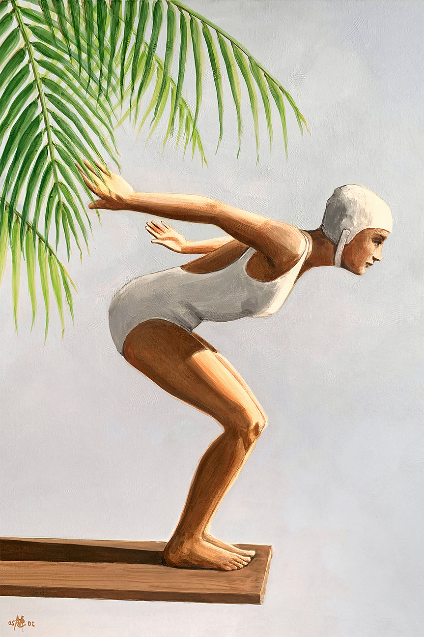 wall-art-print-canvas-poster-framed-Diver With Palm, Style B , By Sarah Morrissette-1