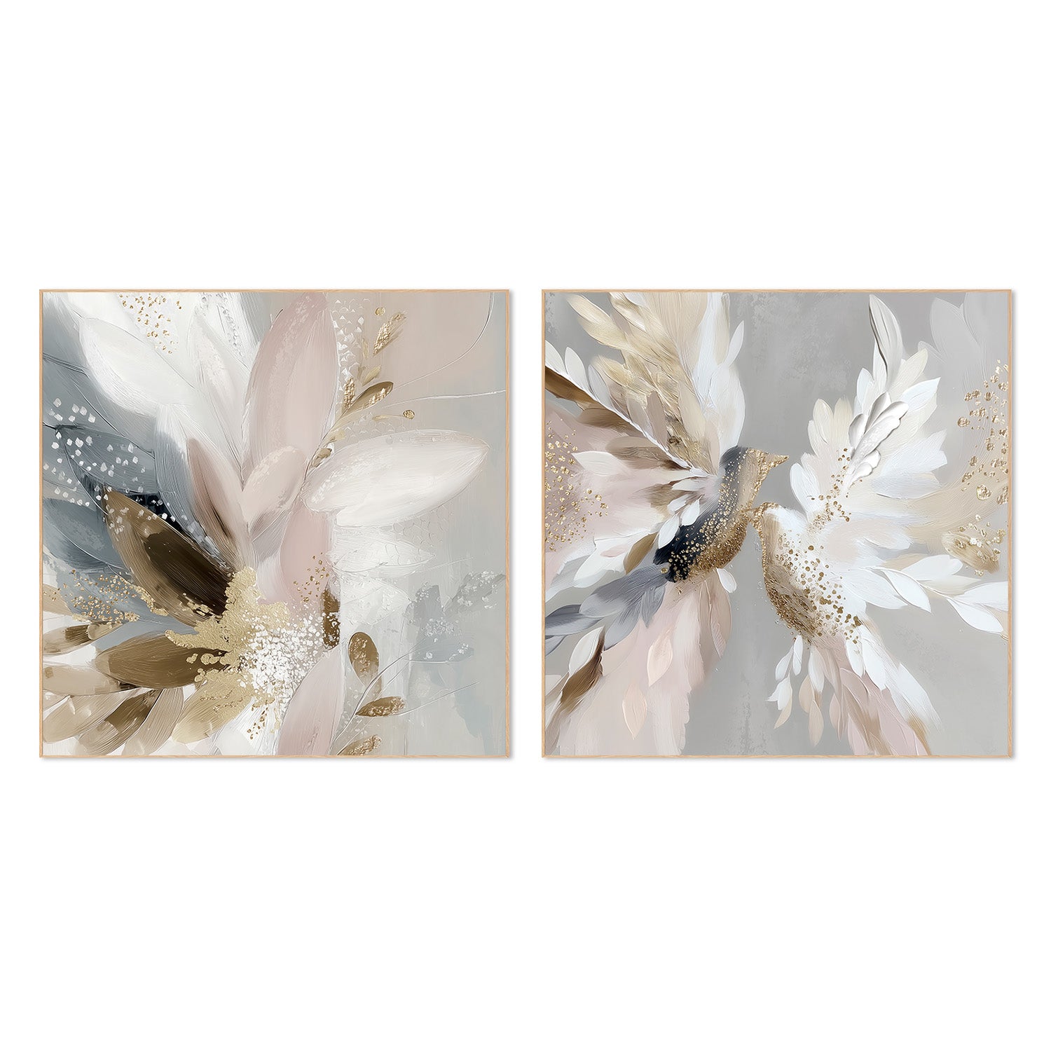 wall-art-print-canvas-poster-framed-Doves in Bloom, Left And Right, Set Of 2-4