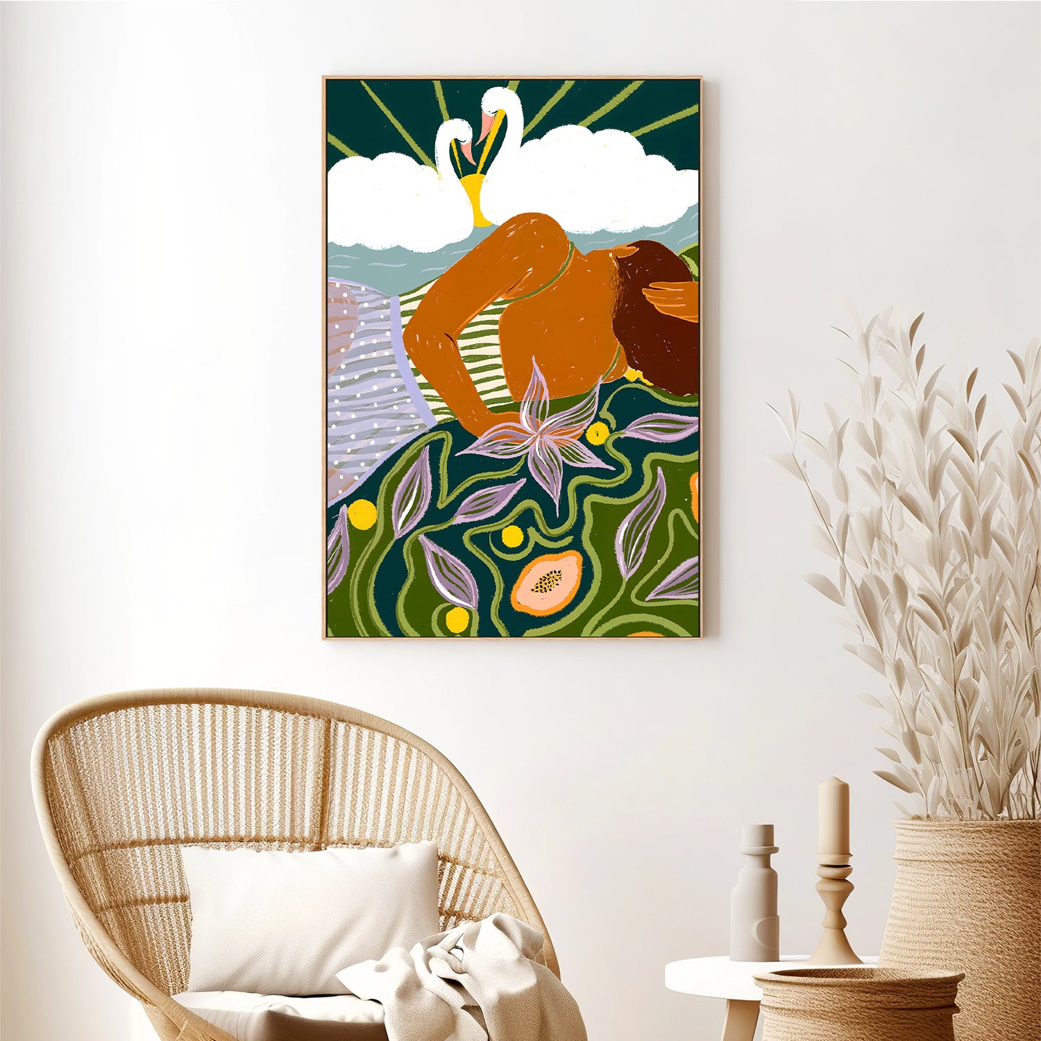 wall-art-print-canvas-poster-framed-Dreamer's Swan Clouds-8