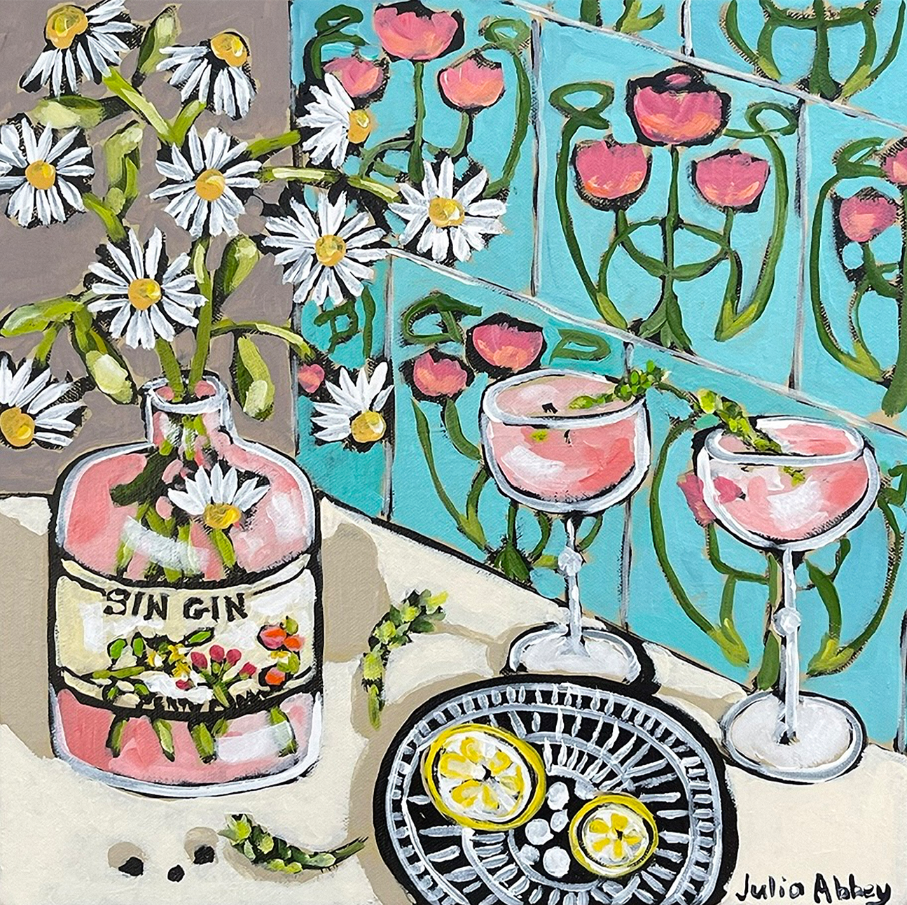 wall-art-print-canvas-poster-framed-Drinks and Daisies , By Julia Abbey-1