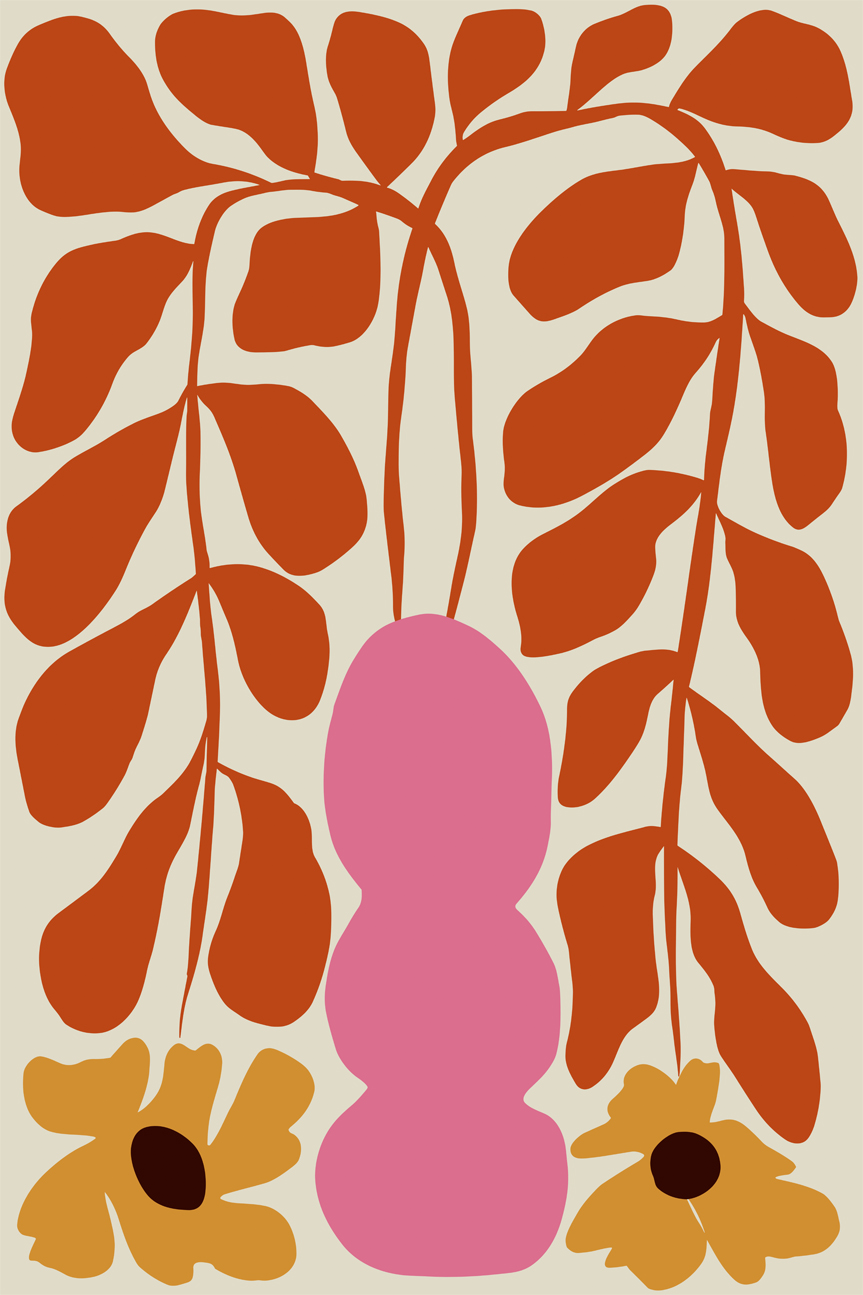 wall-art-print-canvas-poster-framed-Dropping Orange Fern, Style B , By Miho Art Studio-1
