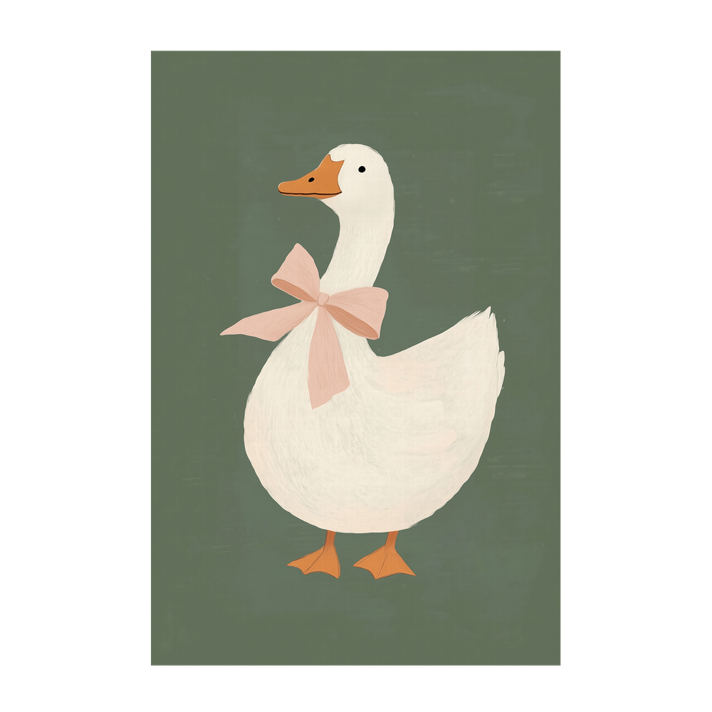 wall-art-print-canvas-poster-framed-Duck With Pink Bow , By Melloi Art-1